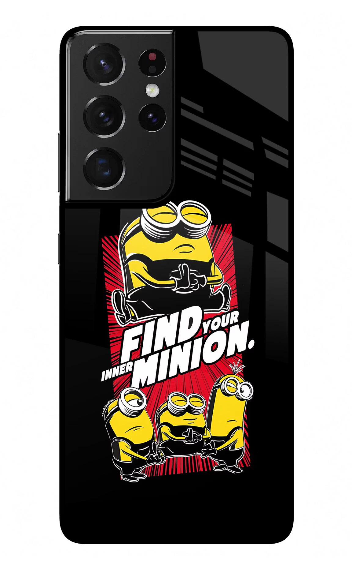 Find your inner Minion Samsung S21 Ultra Back Cover - Find your inner Minion Samsung S21 Ultra Glass Case Back Cover by Casekaro Find your inner Minion Samsung S21 Ultra Glass Case Back Cover by Casekaro