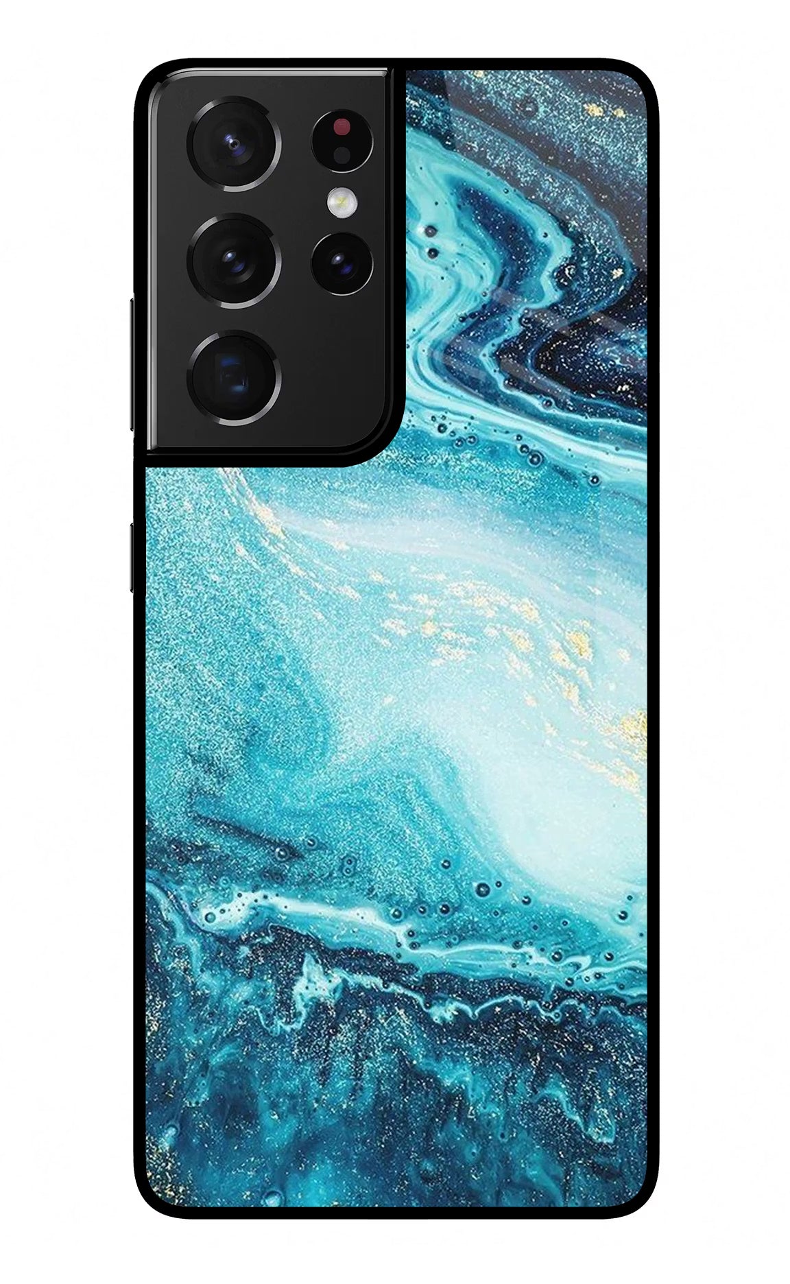 Blue Glitter Marble Samsung S21 Ultra Back Cover - Blue Glitter Marble Samsung S21 Ultra Glass Case Back Cover by Casekaro Blue Glitter Marble Samsung S21 Ultra Glass Case Back Cover by Casekaro