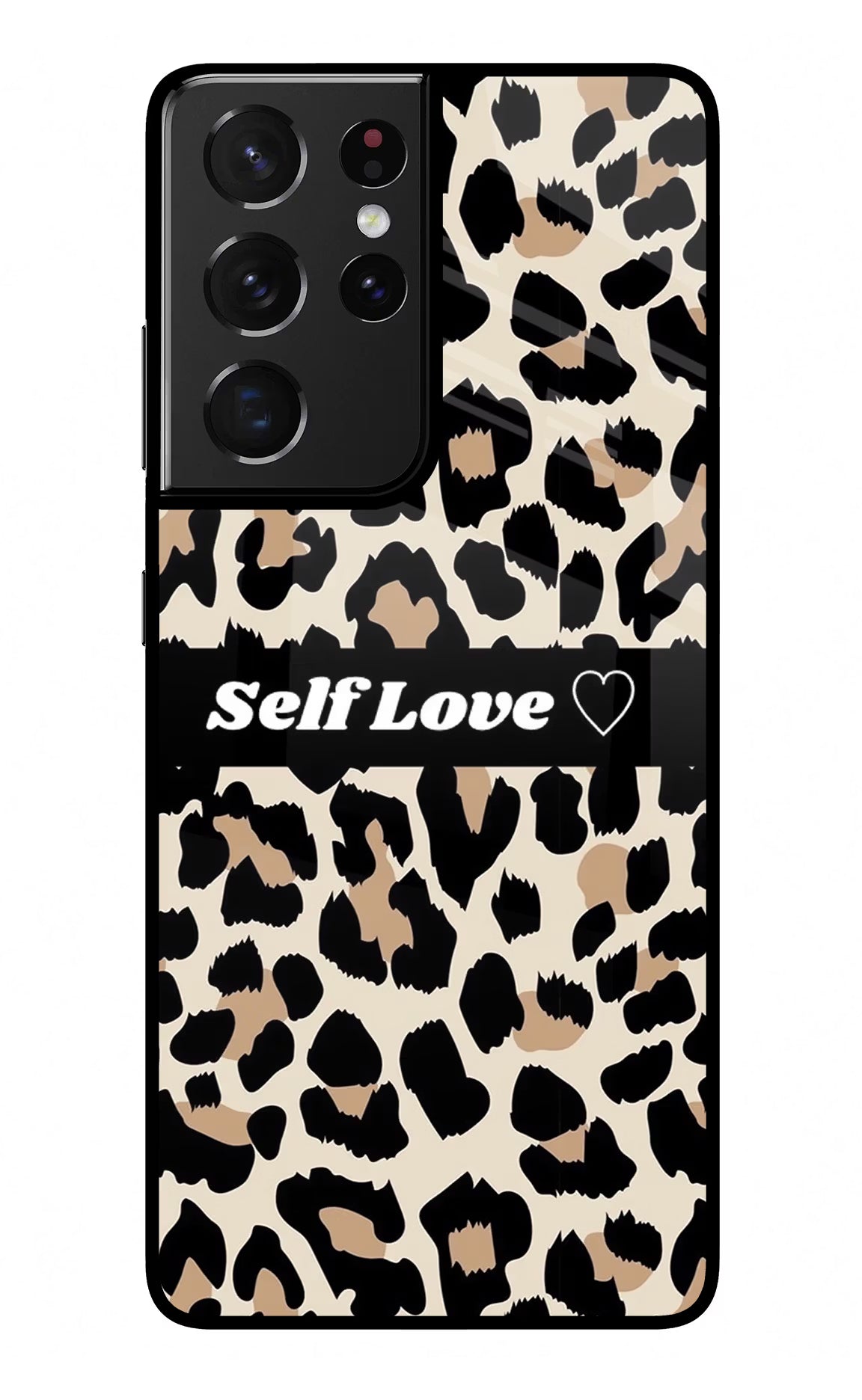 Leopard Print Self Love Samsung S21 Ultra Back Cover - Leopard Print Self Love Samsung S21 Ultra Glass Case Back Cover by Casekaro Leopard Print Self Love Samsung S21 Ultra Glass Case Back Cover by Casekaro