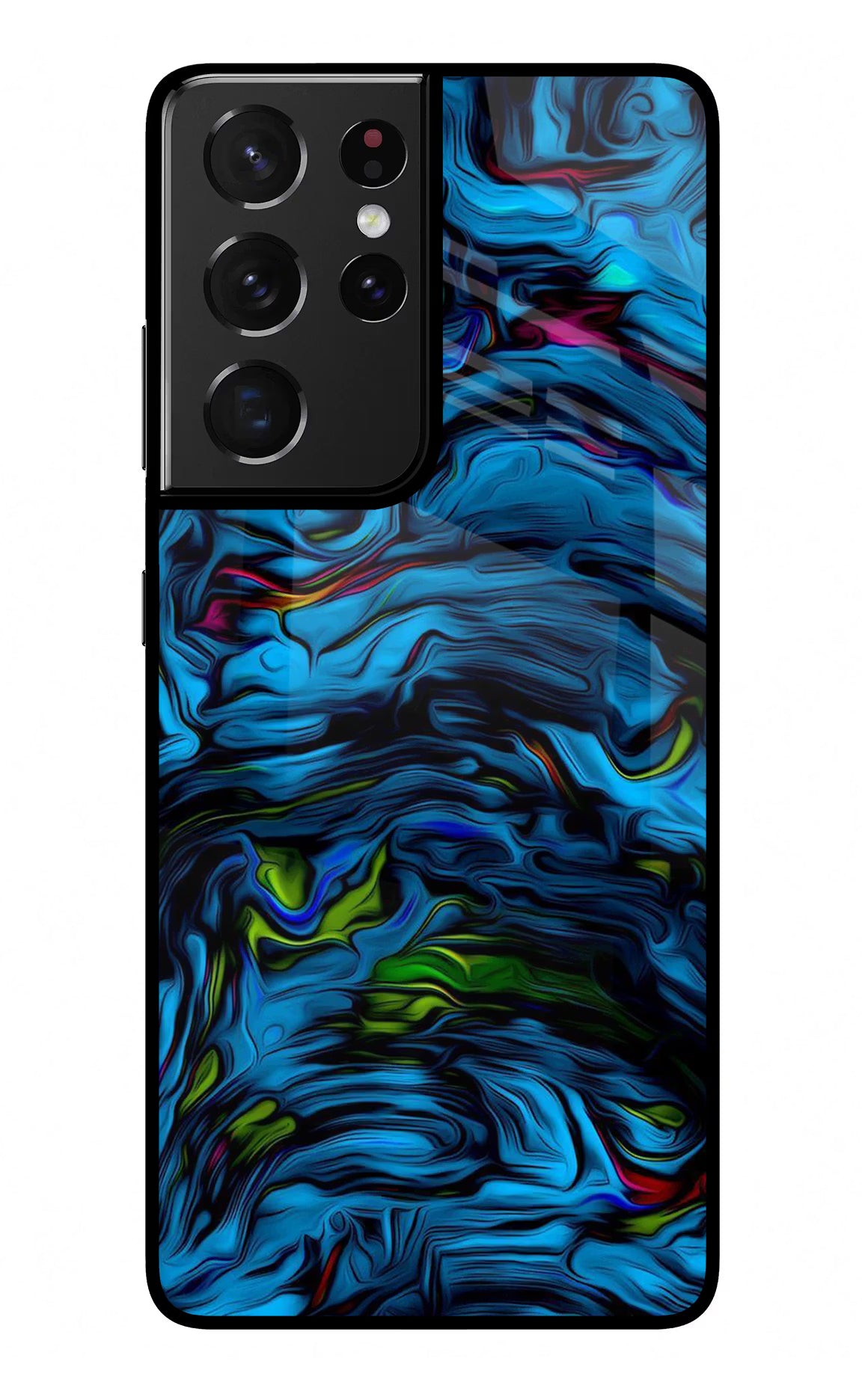 Dark Blue Abstract Samsung S21 Ultra Back Cover - Dark Blue Abstract Samsung S21 Ultra Glass Case Back Cover by Casekaro Dark Blue Abstract Samsung S21 Ultra Glass Case Back Cover by Casekaro