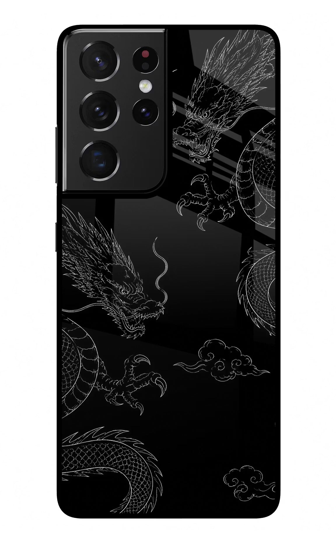 Twin Dragons Samsung S21 Ultra Back Cover - Twin Dragons Samsung S21 Ultra Glass Case Back Cover by Casekaro Twin Dragons Samsung S21 Ultra Glass Case Back Cover by Casekaro