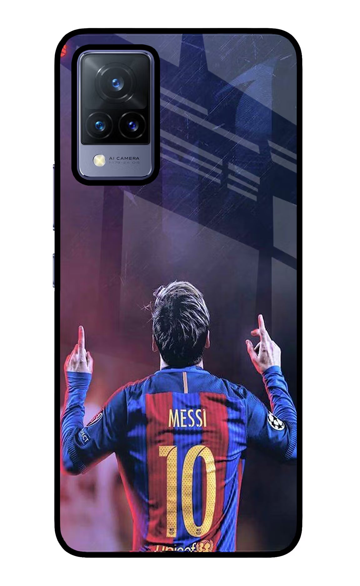Messi Vivo V21 Back Cover - Messi Vivo V21 Glass Case Back Cover by Casekaro Messi Vivo V21 Glass Case Back Cover by Casekaro