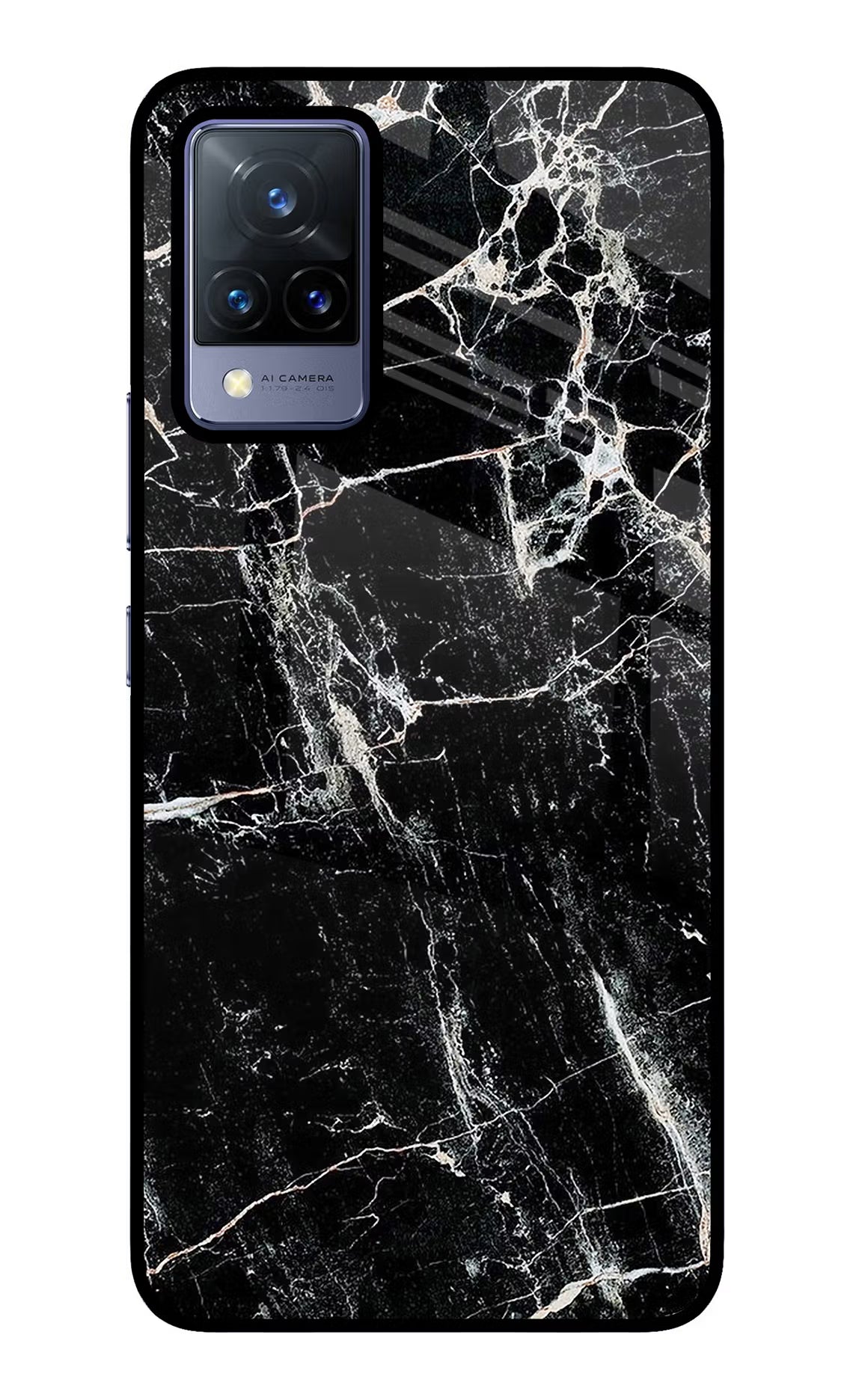 Black Marble Texture Vivo V21 Back Cover - Black Marble Texture Vivo V21 Glass Case Back Cover by Casekaro Black Marble Texture Vivo V21 Glass Case Back Cover by Casekaro