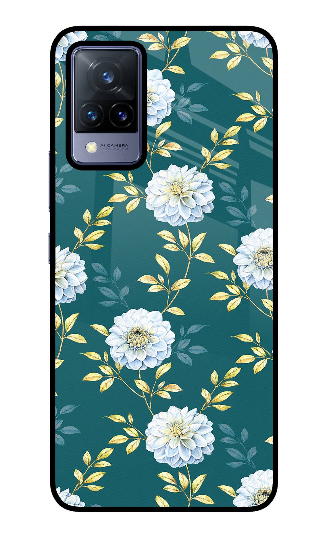 Flowers Vivo V21 Glass Case - Flowers Vivo V21 Glass Case Flowers Vivo V21 Glass Case