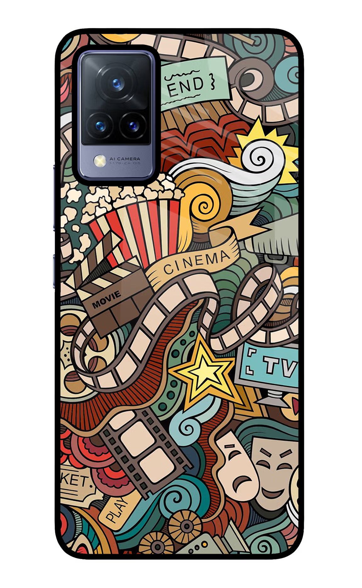 Cinema Abstract Vivo V21 Back Cover - Cinema Abstract Vivo V21 Glass Case Back Cover by Casekaro Cinema Abstract Vivo V21 Glass Case Back Cover by Casekaro
