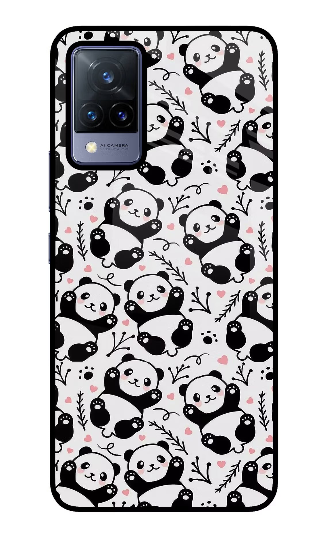 Cute Panda Vivo V21 Back Cover - Cute Panda Vivo V21 Glass Case Back Cover by Casekaro Cute Panda Vivo V21 Glass Case Back Cover by Casekaro
