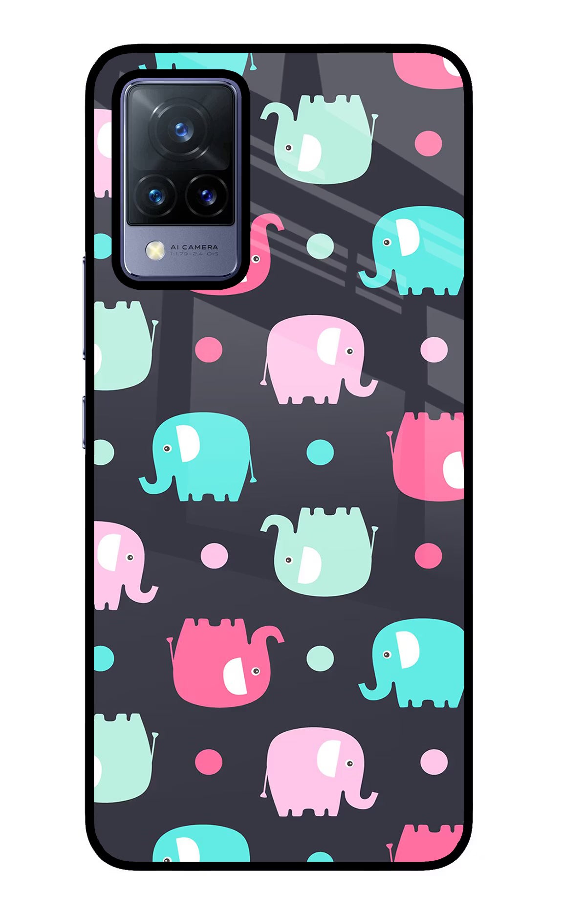 Elephants Vivo V21 Glass Case - Elephants Vivo V21 Glass Case Elephants Vivo V21 Glass Case