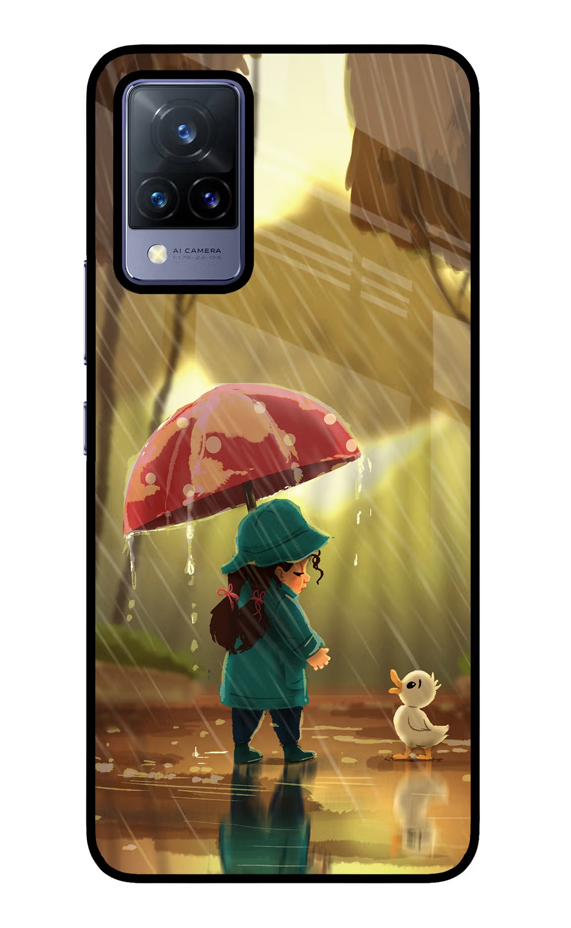 Rainy Day Vivo V21 Back Cover - Rainy Day Vivo V21 Glass Case Back Cover by Casekaro Rainy Day Vivo V21 Glass Case Back Cover by Casekaro