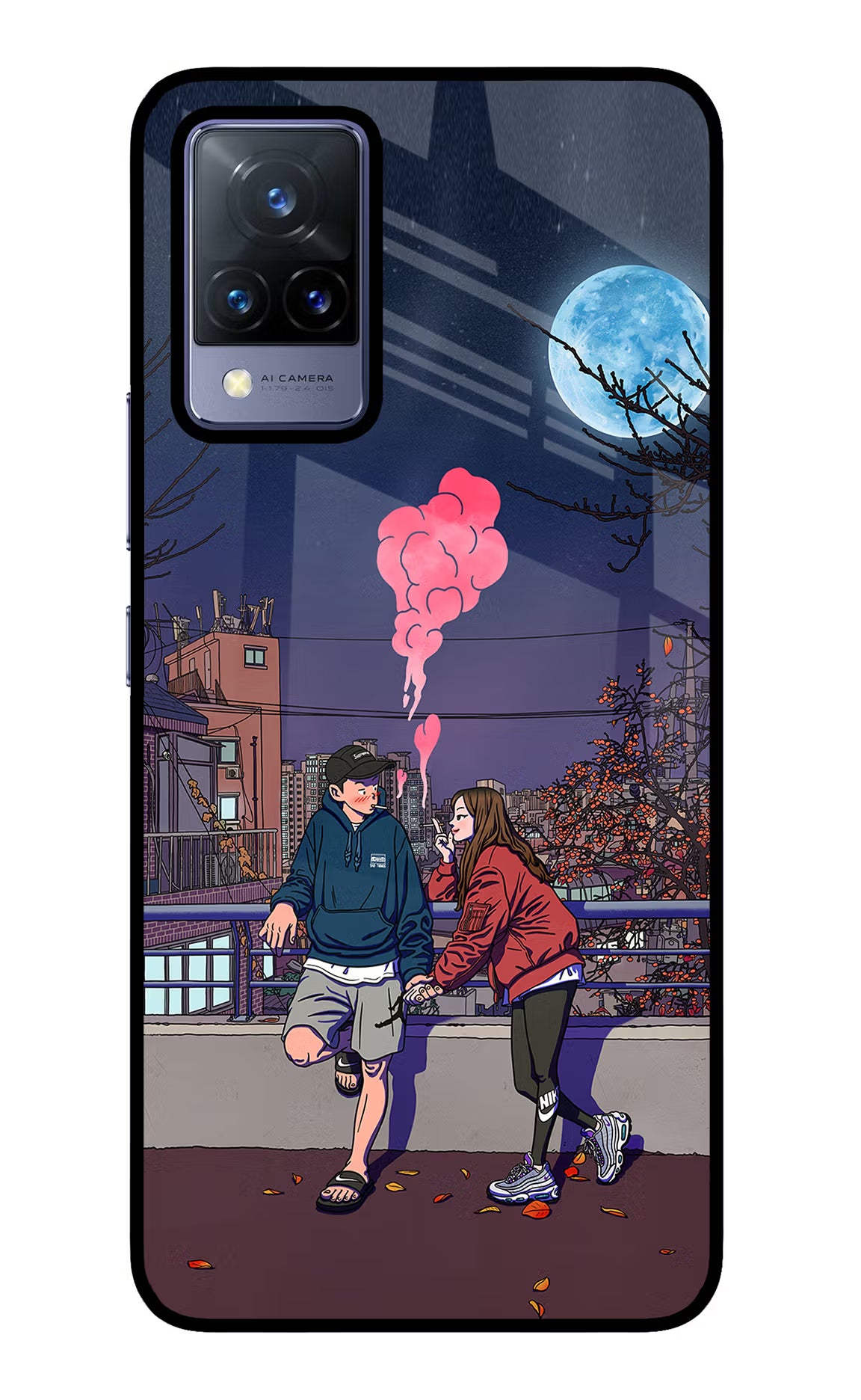 Chilling Couple Vivo V21 Back Cover - Chilling Couple Vivo V21 Glass Case Back Cover by Casekaro Chilling Couple Vivo V21 Glass Case Back Cover by Casekaro