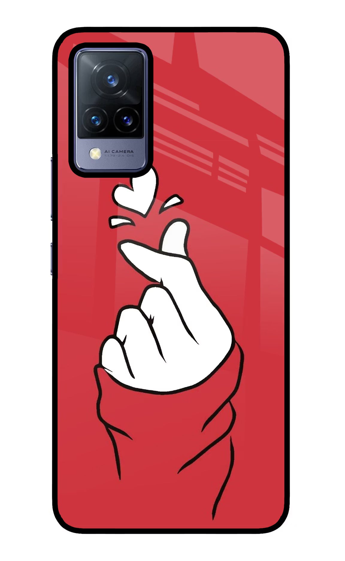 Korean Love Sign Vivo V21 Back Cover - Korean Love Sign Vivo V21 Glass Case Back Cover by Casekaro Korean Love Sign Vivo V21 Glass Case Back Cover by Casekaro
