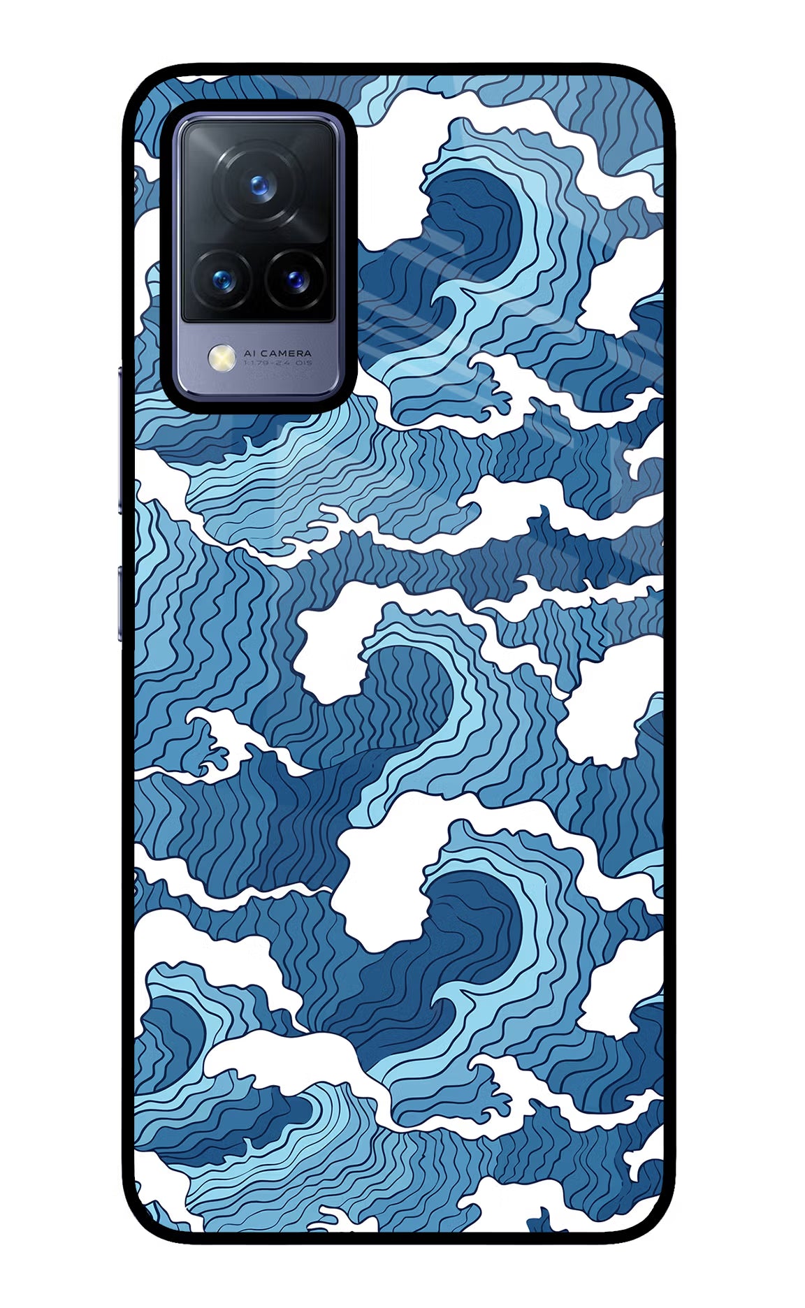 Blue Waves Vivo V21 Glass Case - Blue Waves Vivo V21 Glass Case Blue Waves Vivo V21 Glass Case