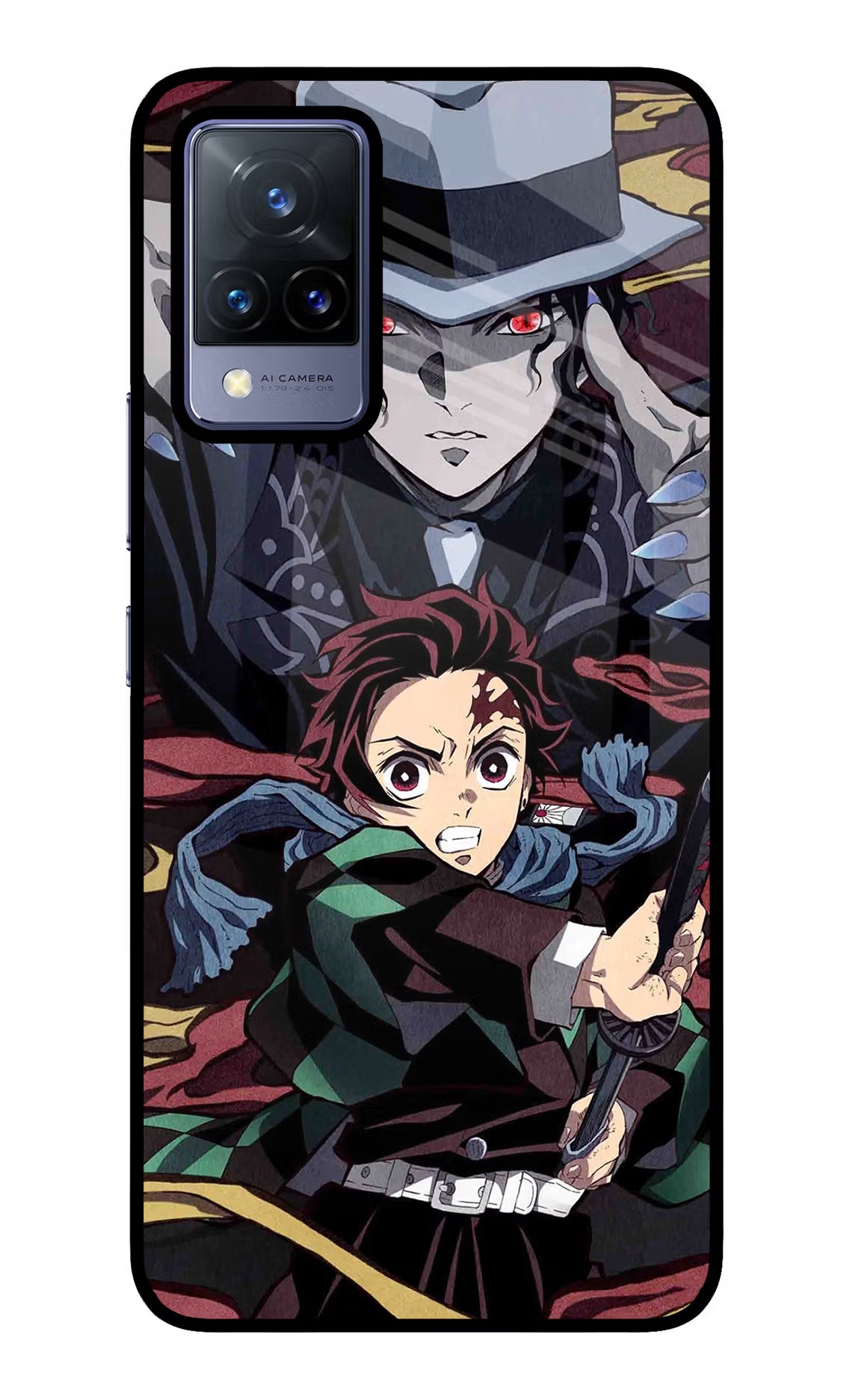 Demon Slayer Vivo V21 Back Cover - Demon Slayer Vivo V21 Glass Case Back Cover by Casekaro Demon Slayer Vivo V21 Glass Case Back Cover by Casekaro