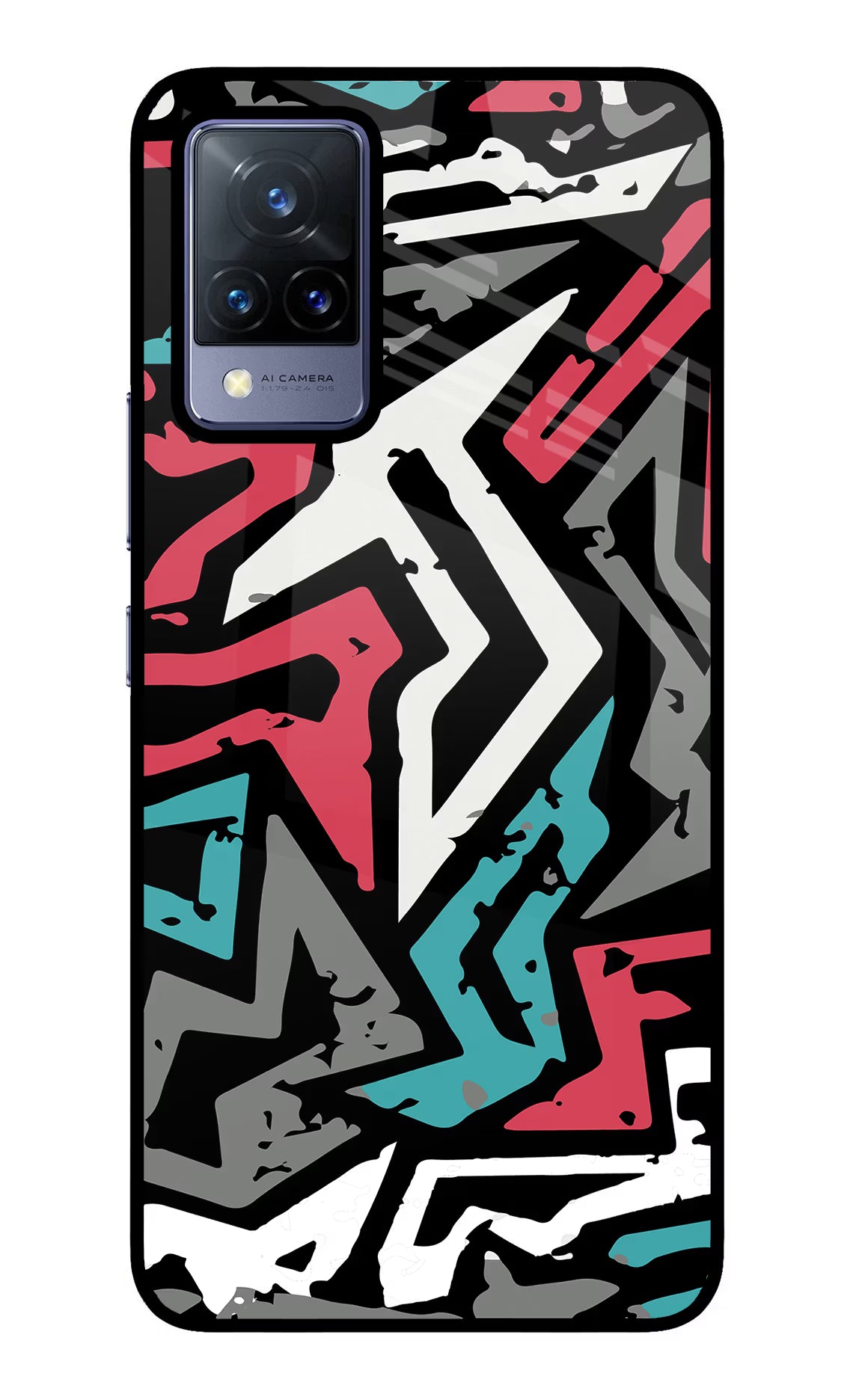 Geometric Graffiti Vivo V21 Glass Case - Geometric Graffiti Vivo V21 Glass Case Geometric Graffiti Vivo V21 Glass Case
