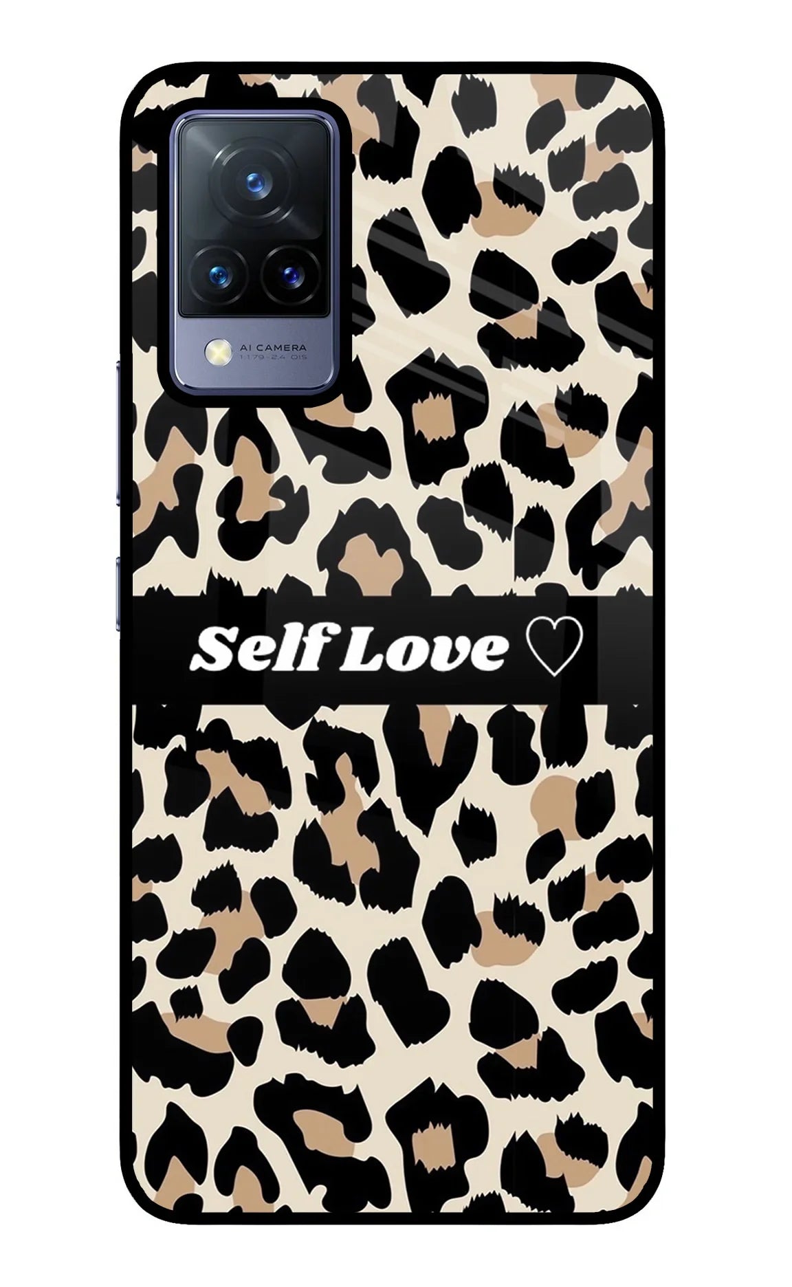 Leopard Print Self Love Vivo V21 Glass Case - Leopard Print Self Love Vivo V21 Glass Case Leopard Print Self Love Vivo V21 Glass Case