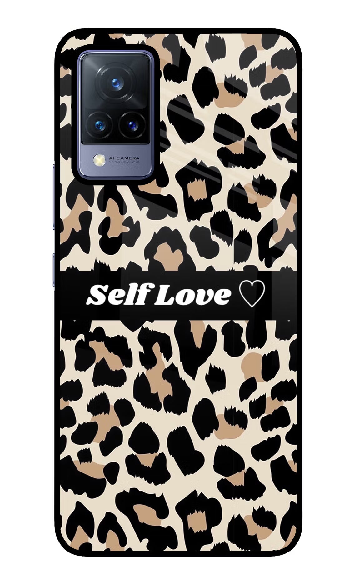 Leopard Print Self Love Vivo V21 Back Cover - Leopard Print Self Love Vivo V21 Glass Case Back Cover by Casekaro Leopard Print Self Love Vivo V21 Glass Case Back Cover by Casekaro