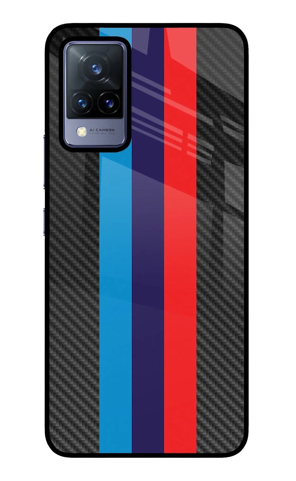 BMW Stripes Pattern Vivo V21 Glass Case - BMW Stripes Pattern Vivo V21 Glass Case BMW Stripes Pattern Vivo V21 Glass Case