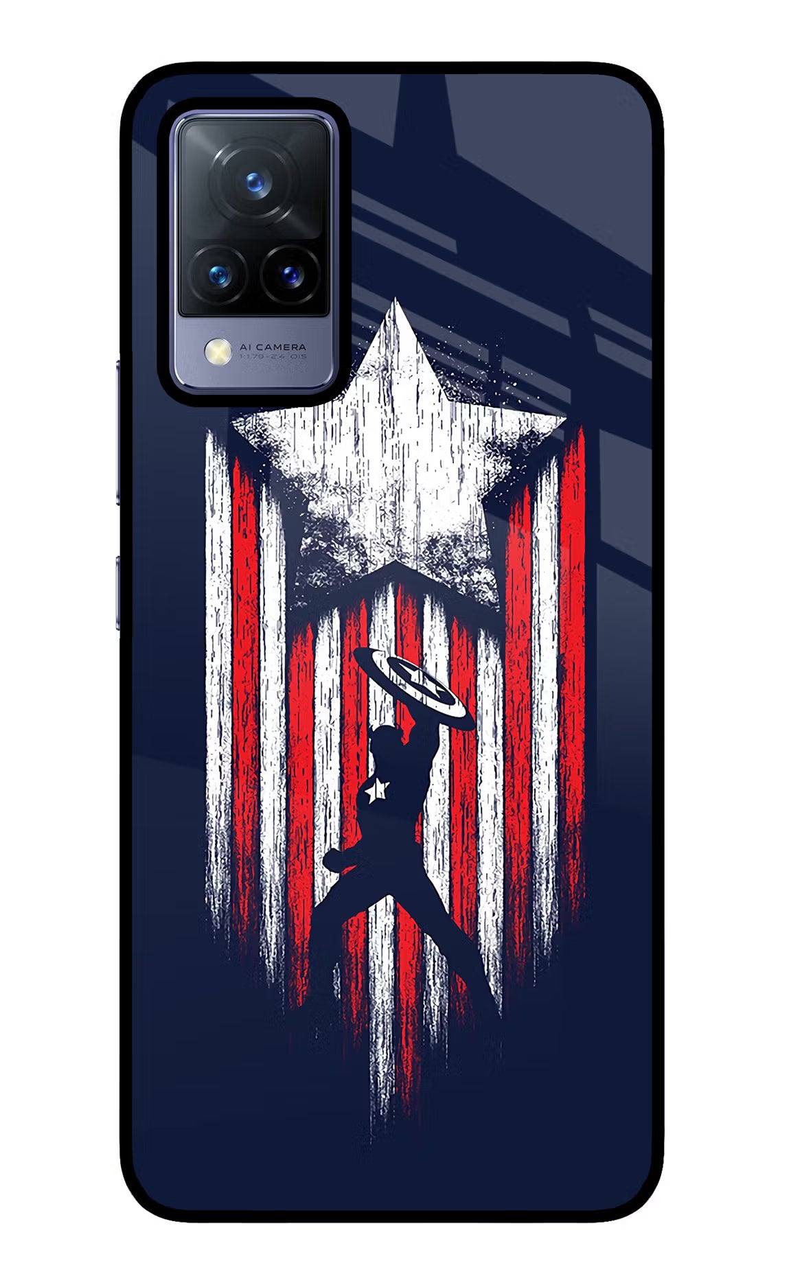 Captain America Marvel Art Vivo V21 Back Cover - Captain America Marvel Art Vivo V21 Glass Case Back Cover by Casekaro Captain America Marvel Art Vivo V21 Glass Case Back Cover by Casekaro