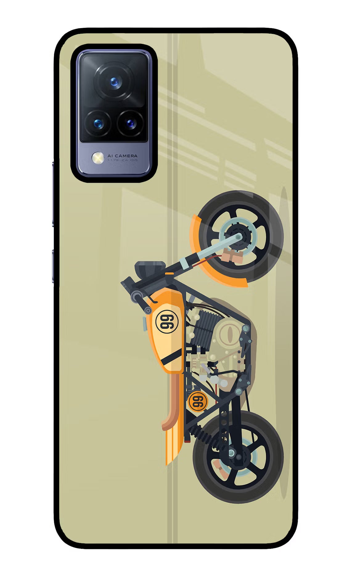 Vertical Speedster Vivo V21 Back Cover - Vertical Speedster Vivo V21 Glass Case Back Cover by Casekaro Vertical Speedster Vivo V21 Glass Case Back Cover by Casekaro