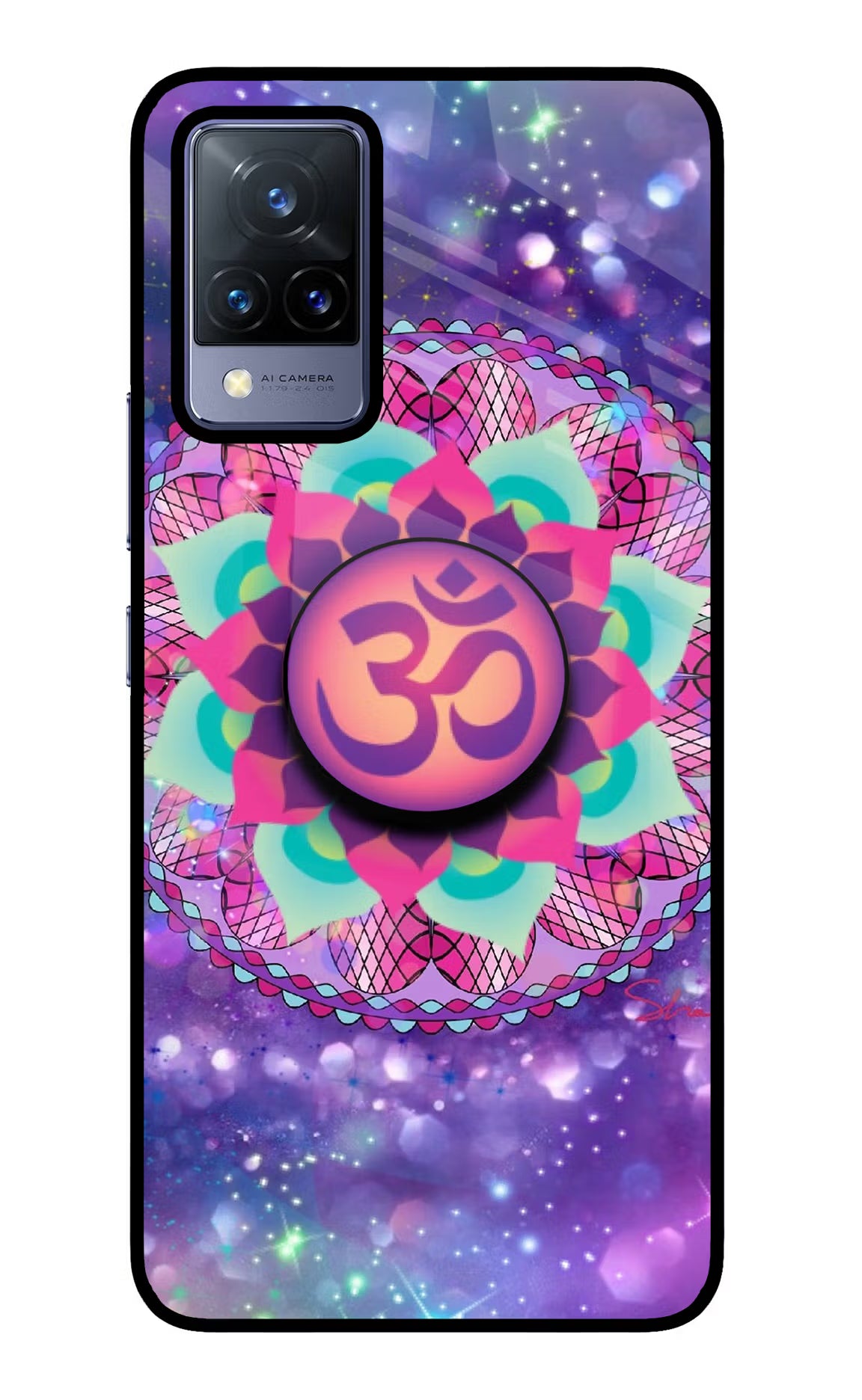 Om Purple Vivo V21 Glass Case - Om Purple Vivo V21 Glass Case Om Purple Vivo V21 Glass Case