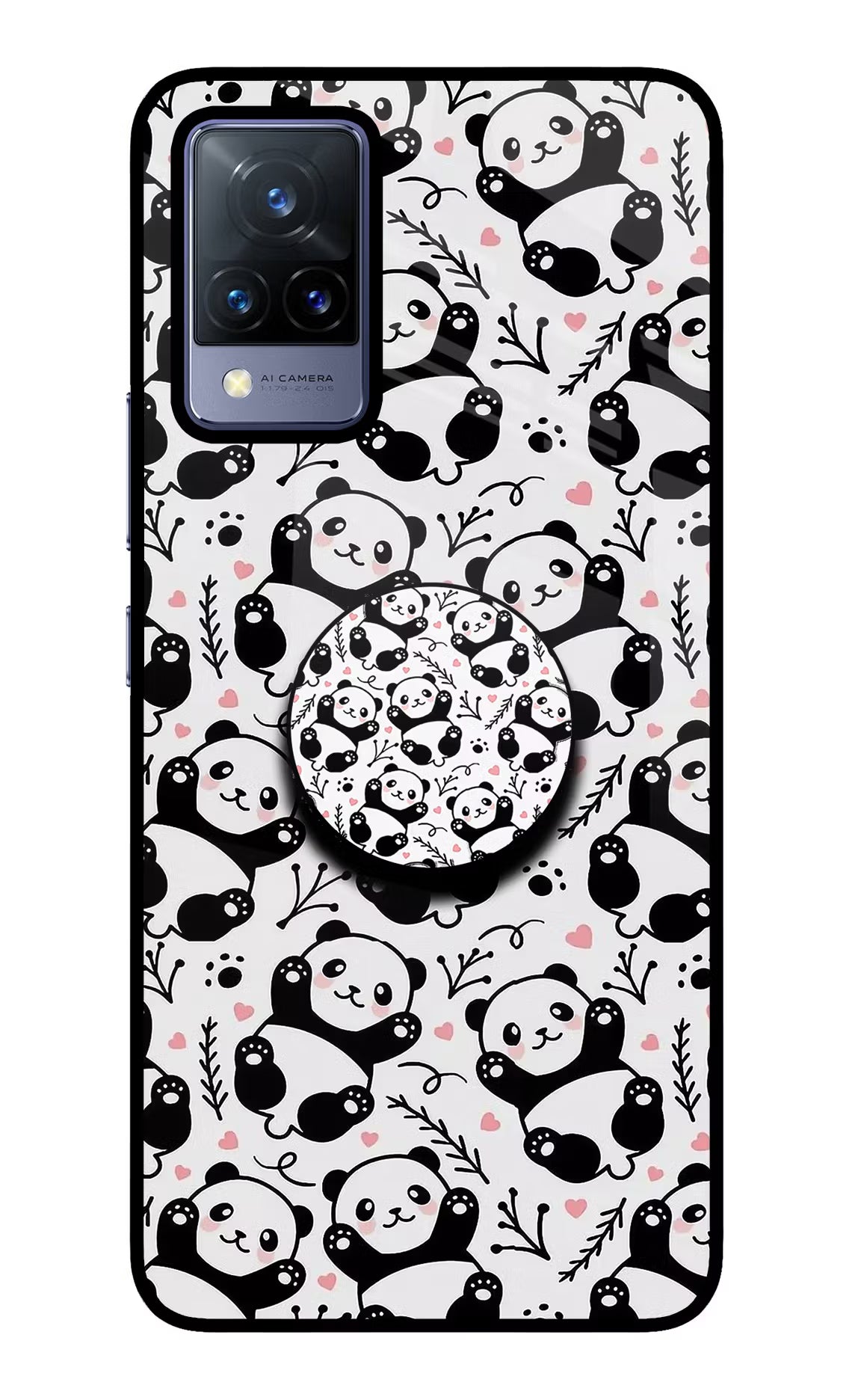 Cute Panda Vivo V21 Glass Case - Cute Panda Vivo V21 Glass Case Cute Panda Vivo V21 Glass Case