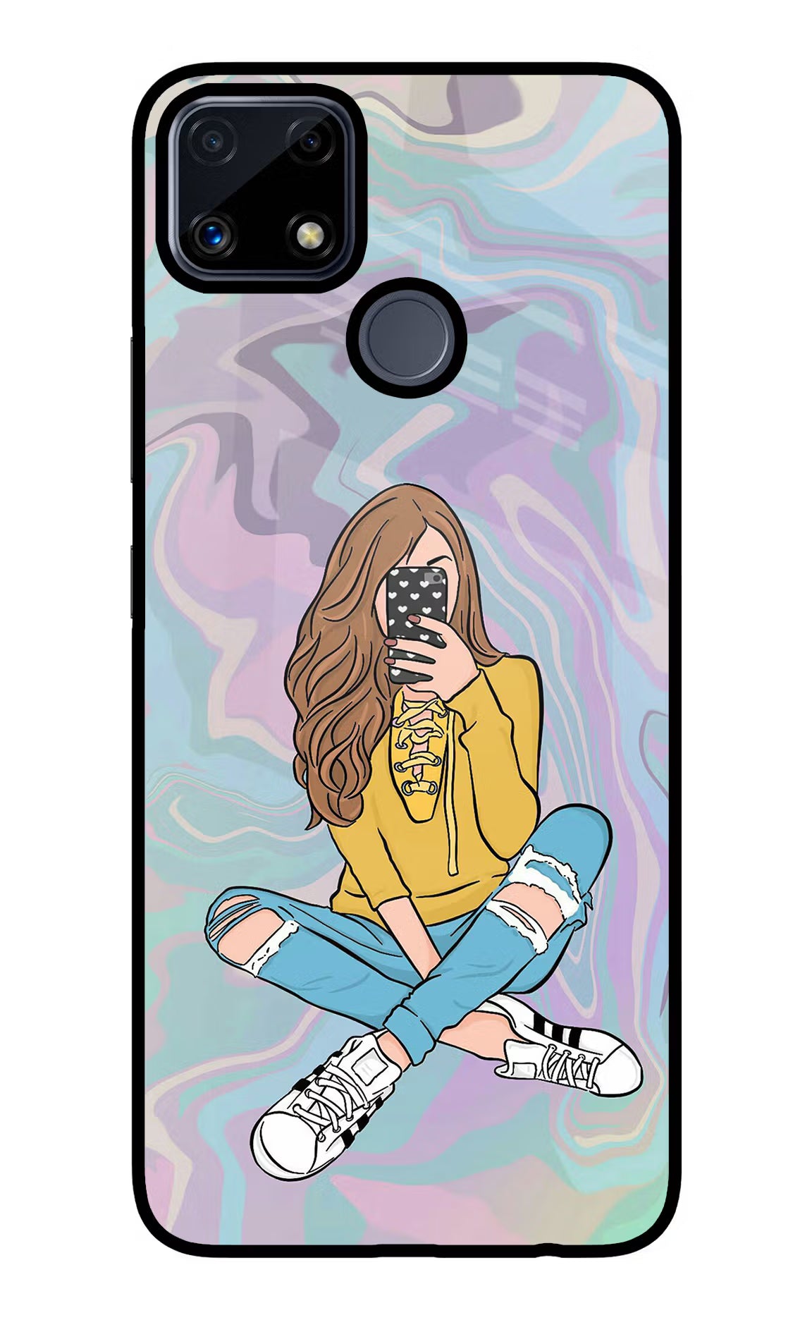 Selfie Girl Realme C25/C25s Glass Case - Selfie Girl Realme C25/C25s Glass Case Selfie Girl Realme C25/C25s Glass Case