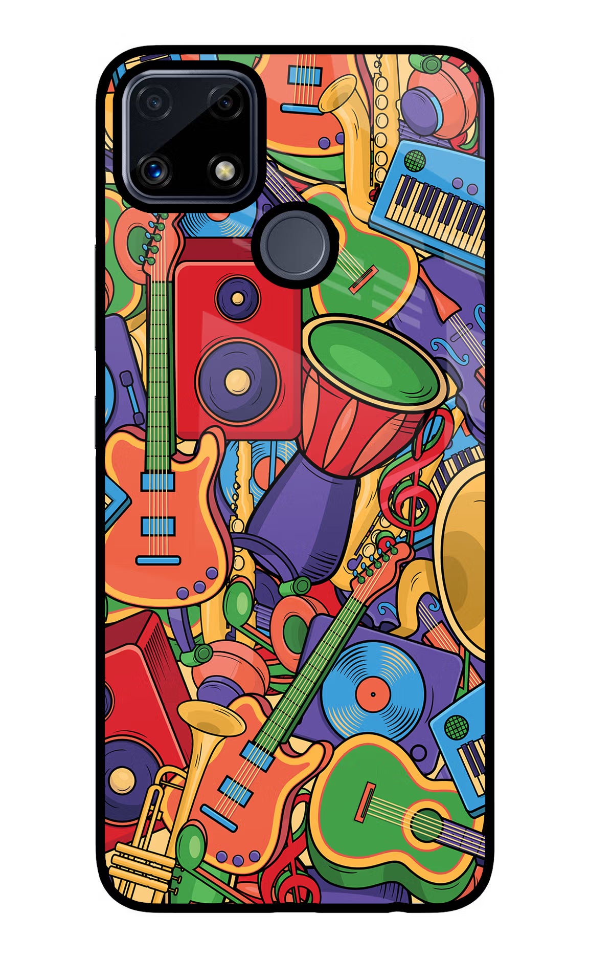 Music Instrument Doodle Realme C25/C25s Glass Case - Music Instrument Doodle Realme C25/C25s Glass Case Music Instrument Doodle Realme C25/C25s Glass Case