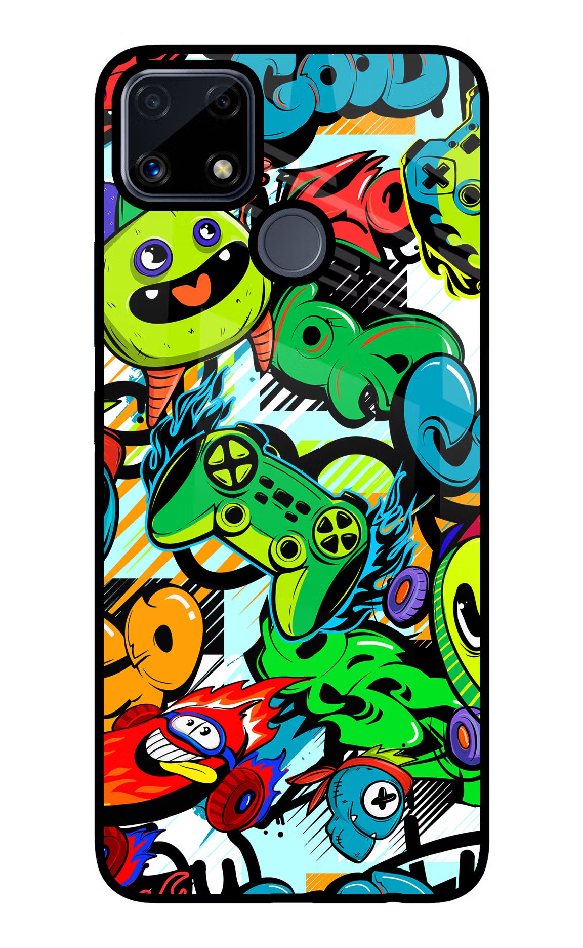 Game Doodle Realme C25/C25s Glass Case - Game Doodle Realme C25/C25s Glass Case Game Doodle Realme C25/C25s Glass Case