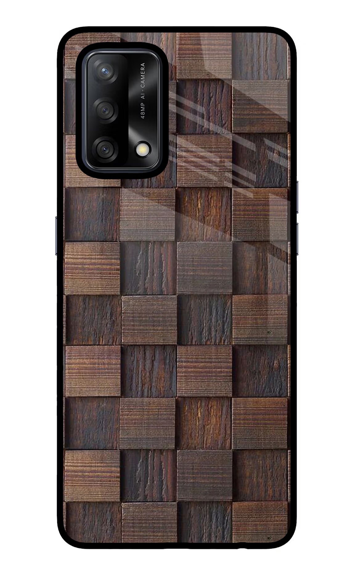 Wooden Cube Design Oppo F19/F19s Glass Case - Wooden Cube Design Oppo F19/F19s Glass Case Wooden Cube Design Oppo F19/F19s Glass Case
