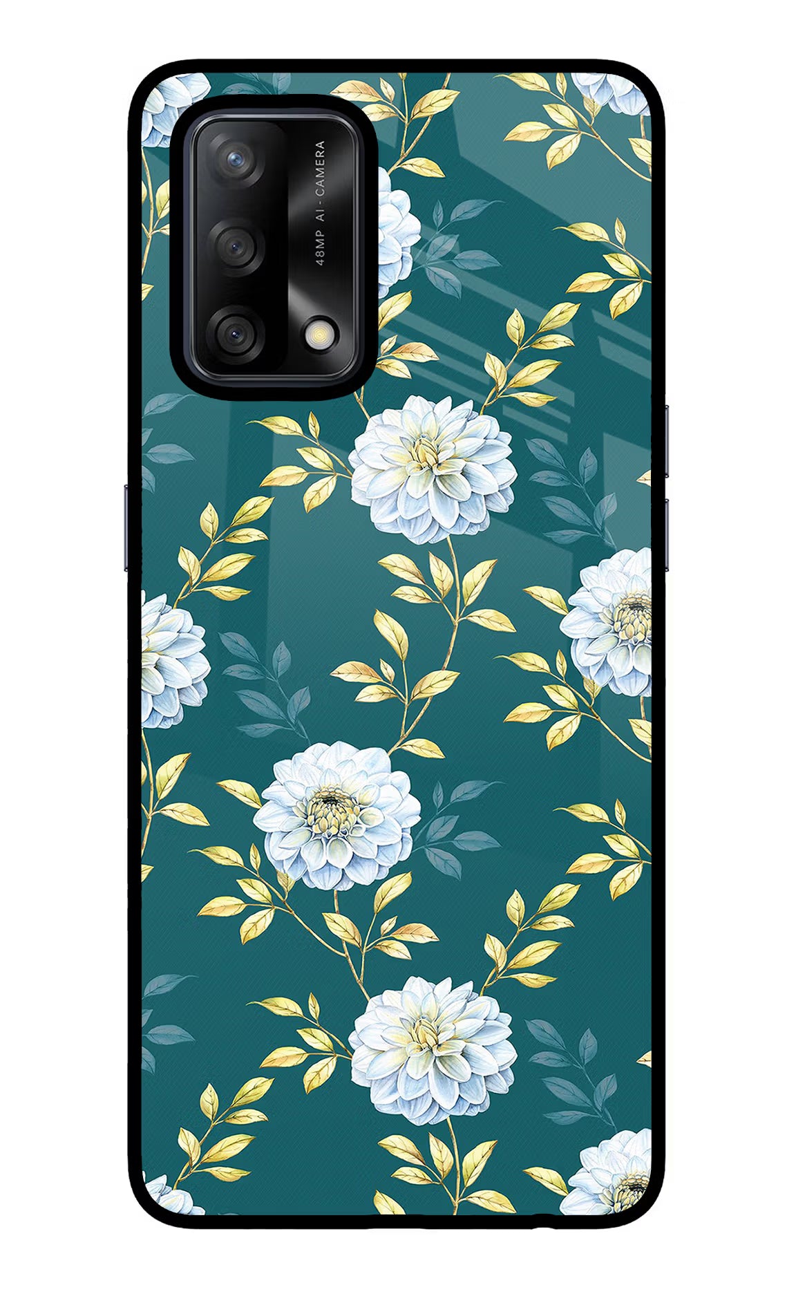 Flowers Oppo F19/F19s Glass Case - Flowers Oppo F19/F19s Glass Case Flowers Oppo F19/F19s Glass Case