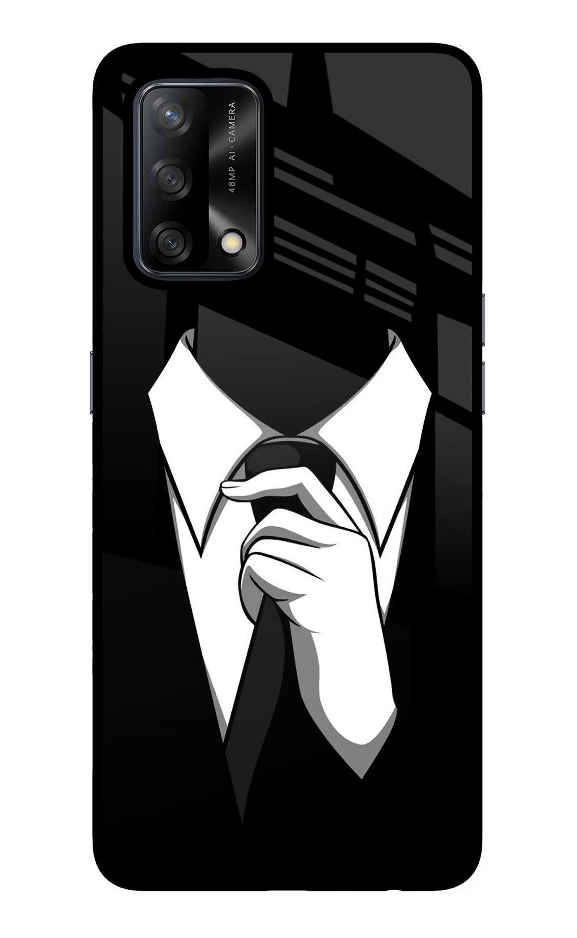 Black Tie Oppo F19/F19s Glass Case - Black Tie Oppo F19/F19s Glass Case Black Tie Oppo F19/F19s Glass Case