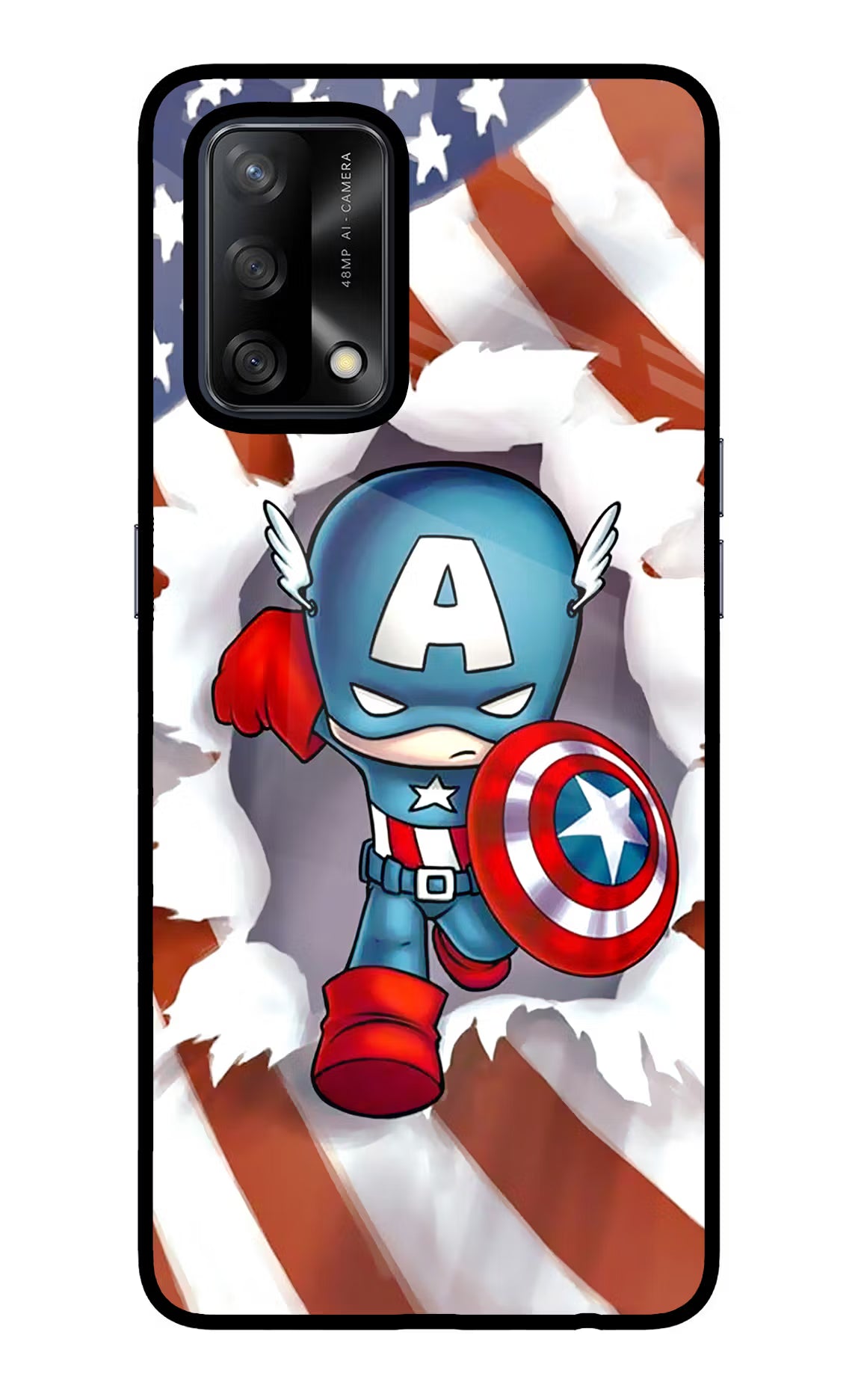 Captain America Oppo F19/F19s Back Cover - Captain America Oppo F19/F19s Glass Case Back Cover by Casekaro Captain America Oppo F19/F19s Glass Case Back Cover by Casekaro
