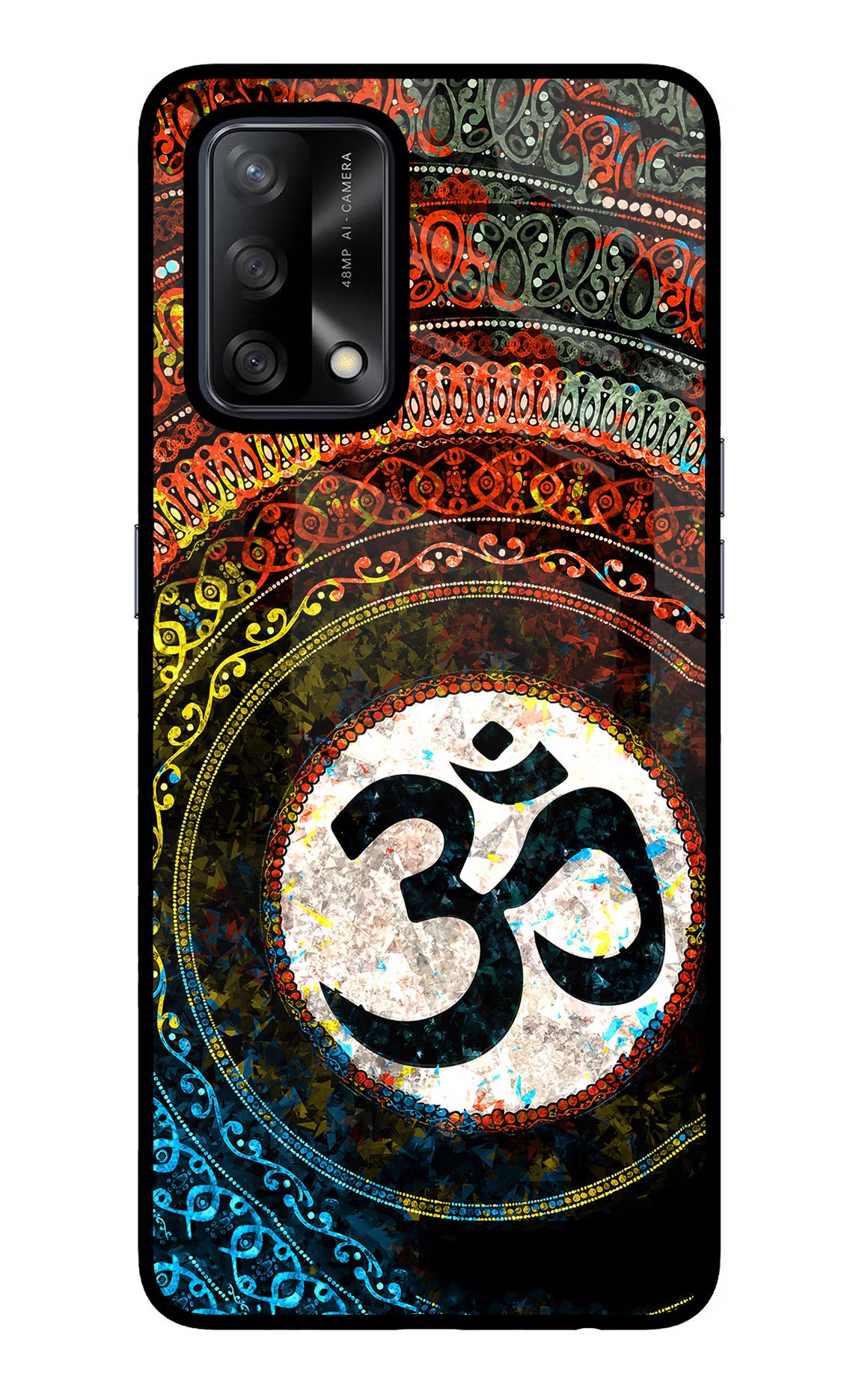 Om Cultural Oppo F19/F19s Back Cover - Om Cultural Oppo F19/F19s Glass Case Back Cover by Casekaro Om Cultural Oppo F19/F19s Glass Case Back Cover by Casekaro