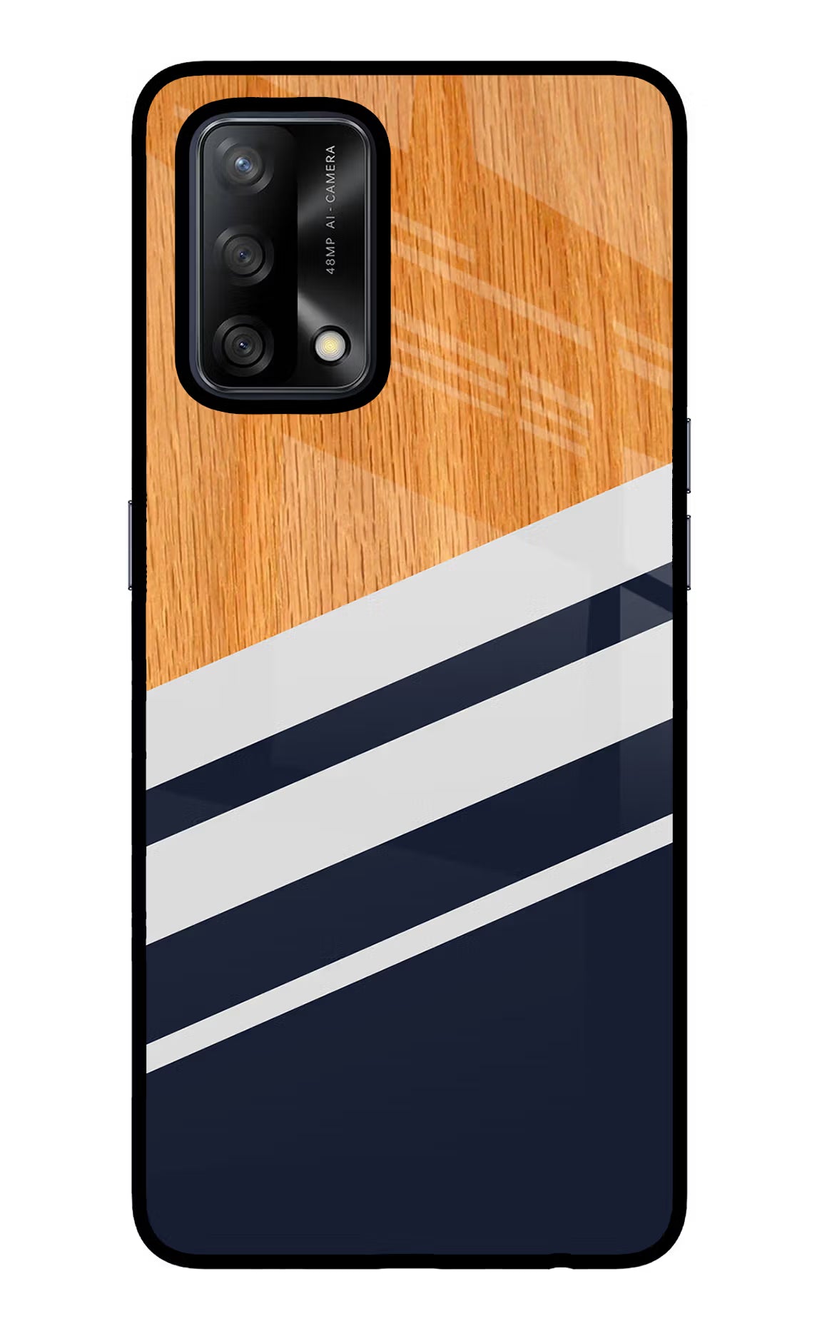 Blue and white wooden Oppo F19/F19s Back Cover - Blue and white wooden Oppo F19/F19s Glass Case Back Cover by Casekaro Blue and white wooden Oppo F19/F19s Glass Case Back Cover by Casekaro