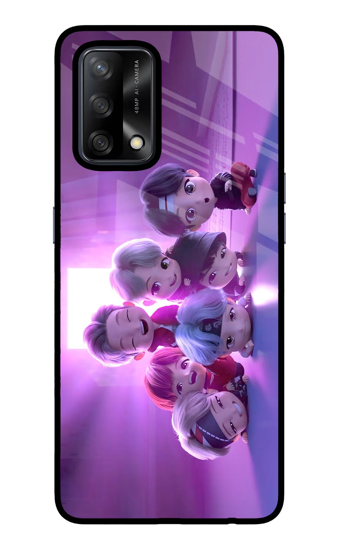 BTS Chibi Oppo F19/F19s Back Cover - BTS Chibi Oppo F19/F19s Glass Case Back Cover by Casekaro BTS Chibi Oppo F19/F19s Glass Case Back Cover by Casekaro