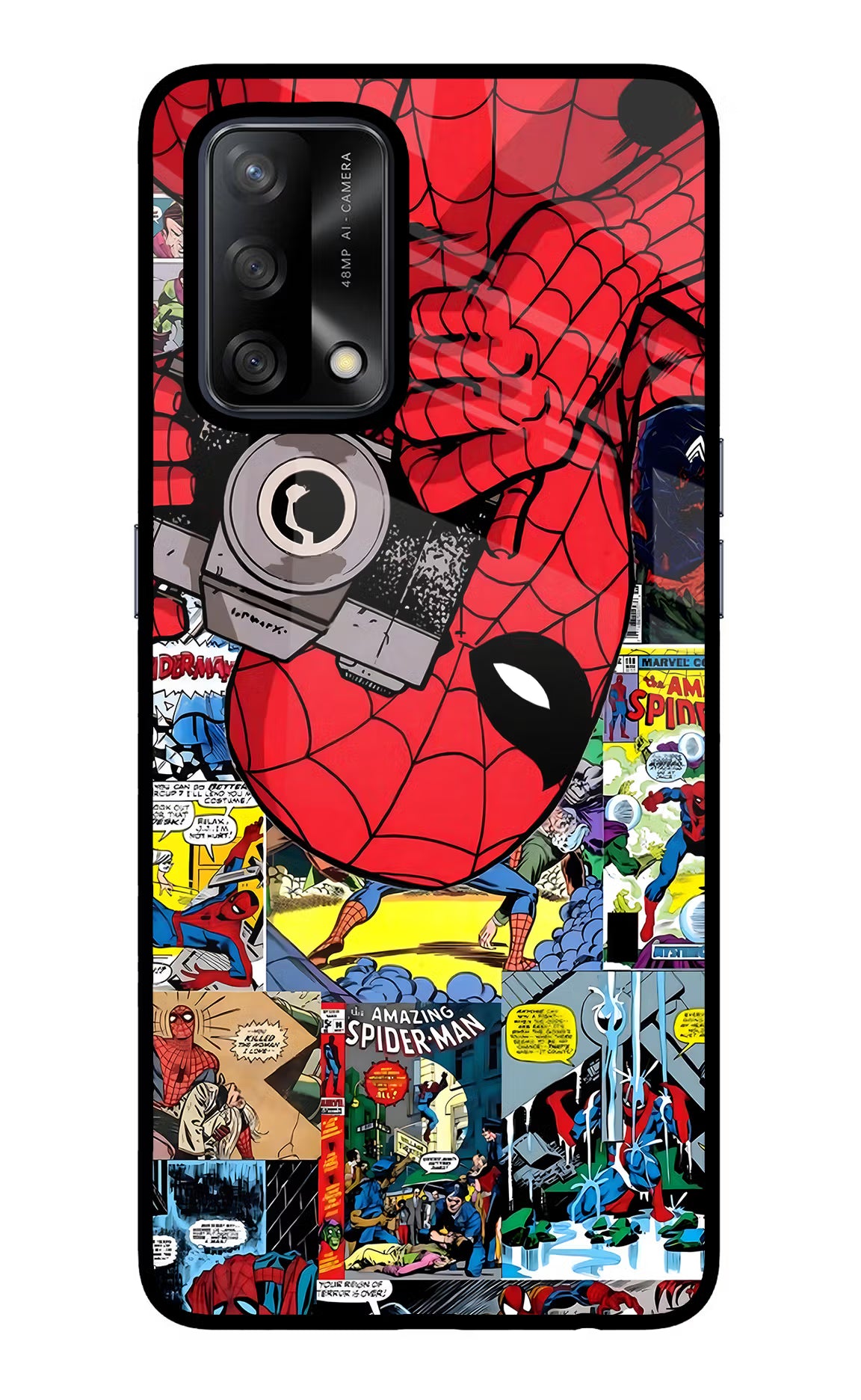 Spider Man Oppo F19/F19s Glass Case - Spider Man Oppo F19/F19s Glass Case Spider Man Oppo F19/F19s Glass Case