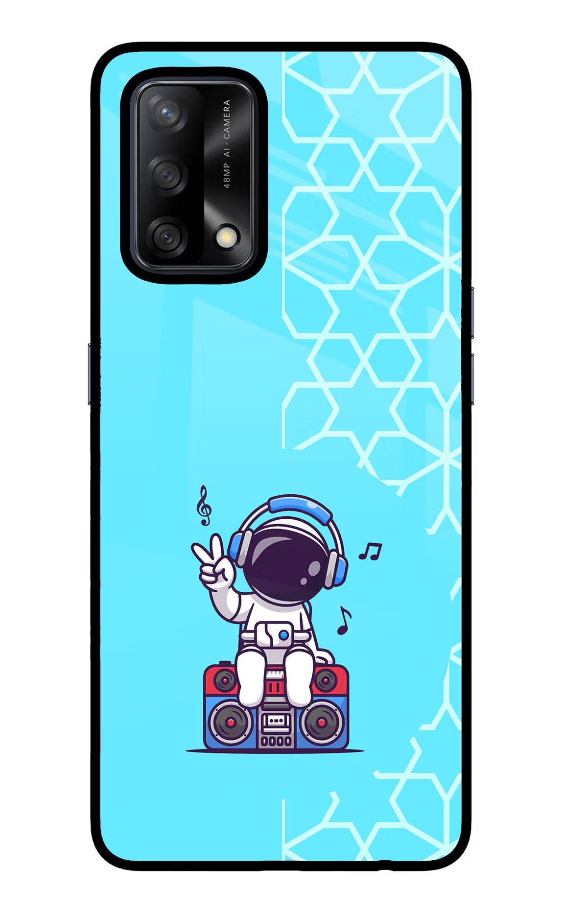 Cute Astronaut Chilling Oppo F19/F19s Glass Case - Cute Astronaut Chilling Oppo F19/F19s Glass Case Cute Astronaut Chilling Oppo F19/F19s Glass Case