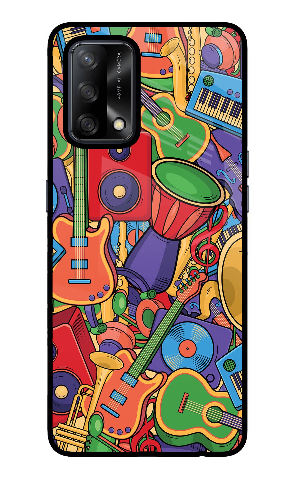 Music Instrument Doodle Oppo F19/F19s Glass Case - Music Instrument Doodle Oppo F19/F19s Glass Case Music Instrument Doodle Oppo F19/F19s Glass Case