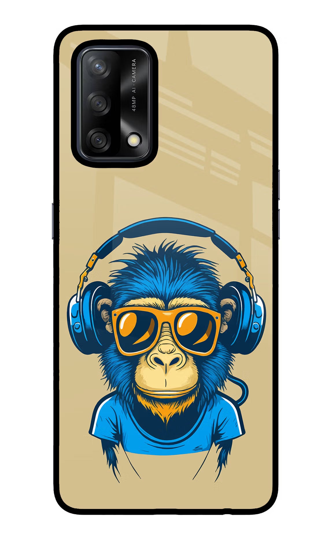 Monkey Headphone Oppo F19/F19s Glass Case - Monkey Headphone Oppo F19/F19s Glass Case Monkey Headphone Oppo F19/F19s Glass Case