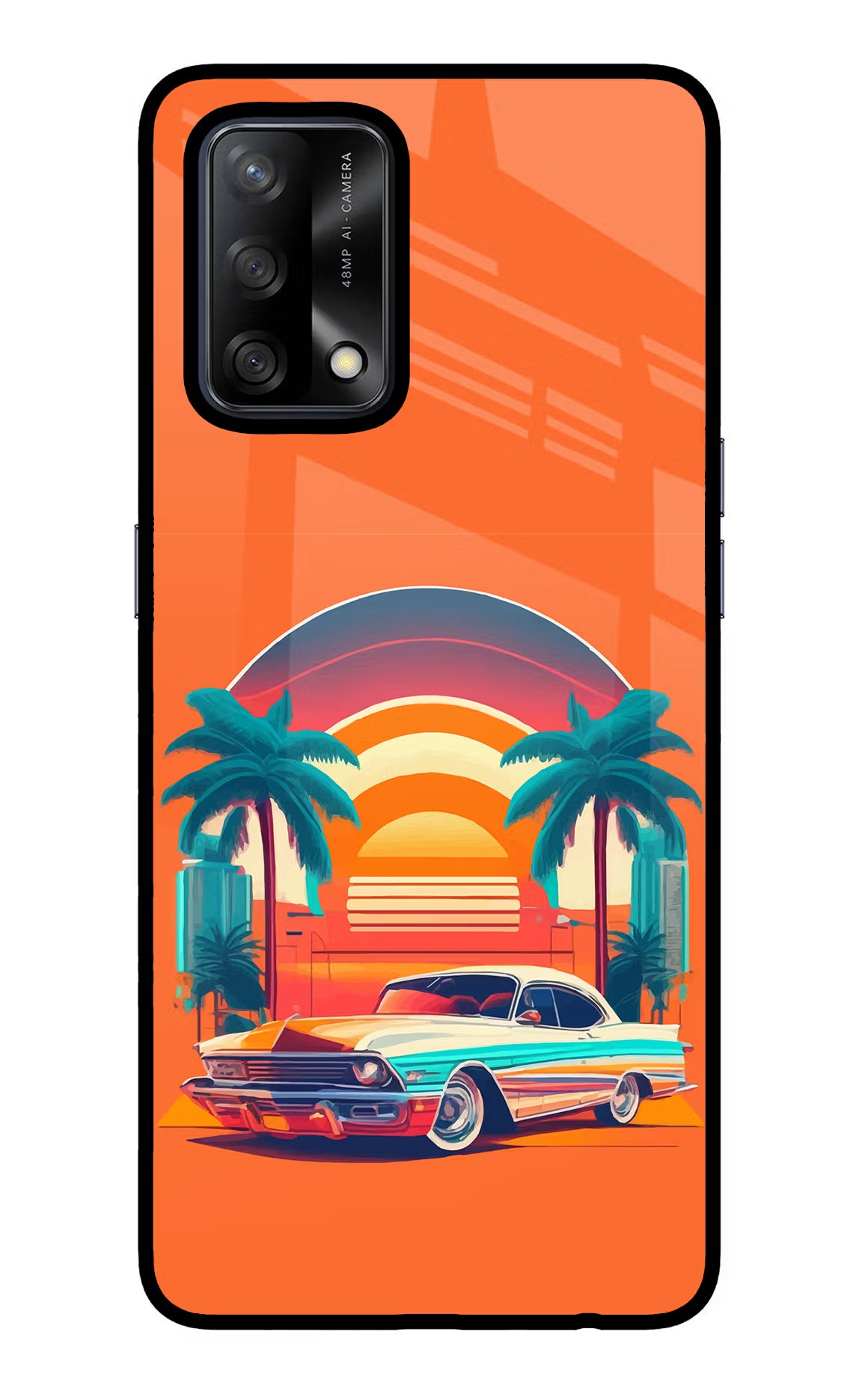 Palm Drive 80s Oppo F19/F19s Glass Case - Palm Drive 80s Oppo F19/F19s Glass Case Palm Drive 80s Oppo F19/F19s Glass Case