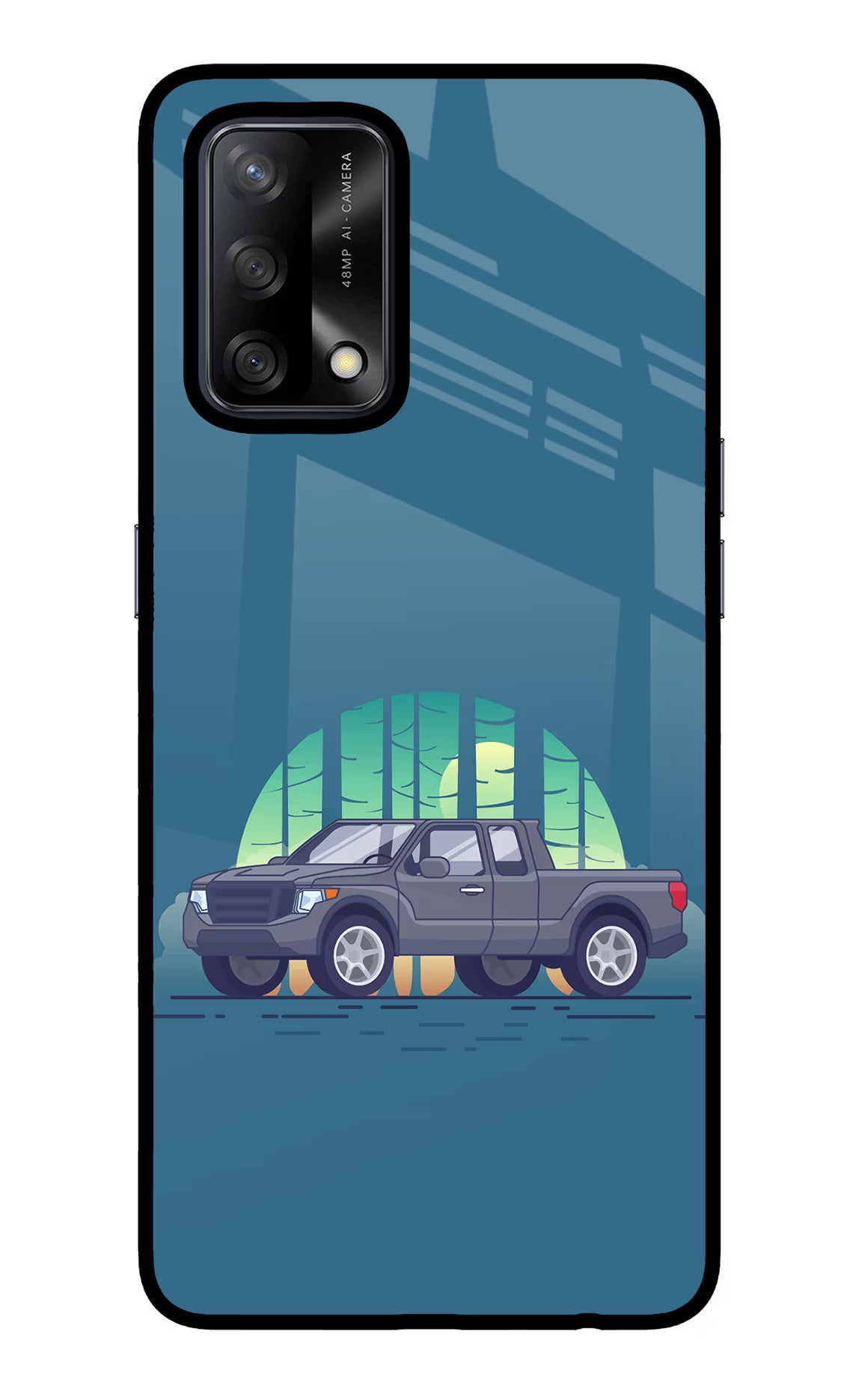 Retro Garage Vibe Oppo F19/F19s Back Cover - Retro Garage Vibe Oppo F19/F19s Glass Case Back Cover by Casekaro Retro Garage Vibe Oppo F19/F19s Glass Case Back Cover by Casekaro
