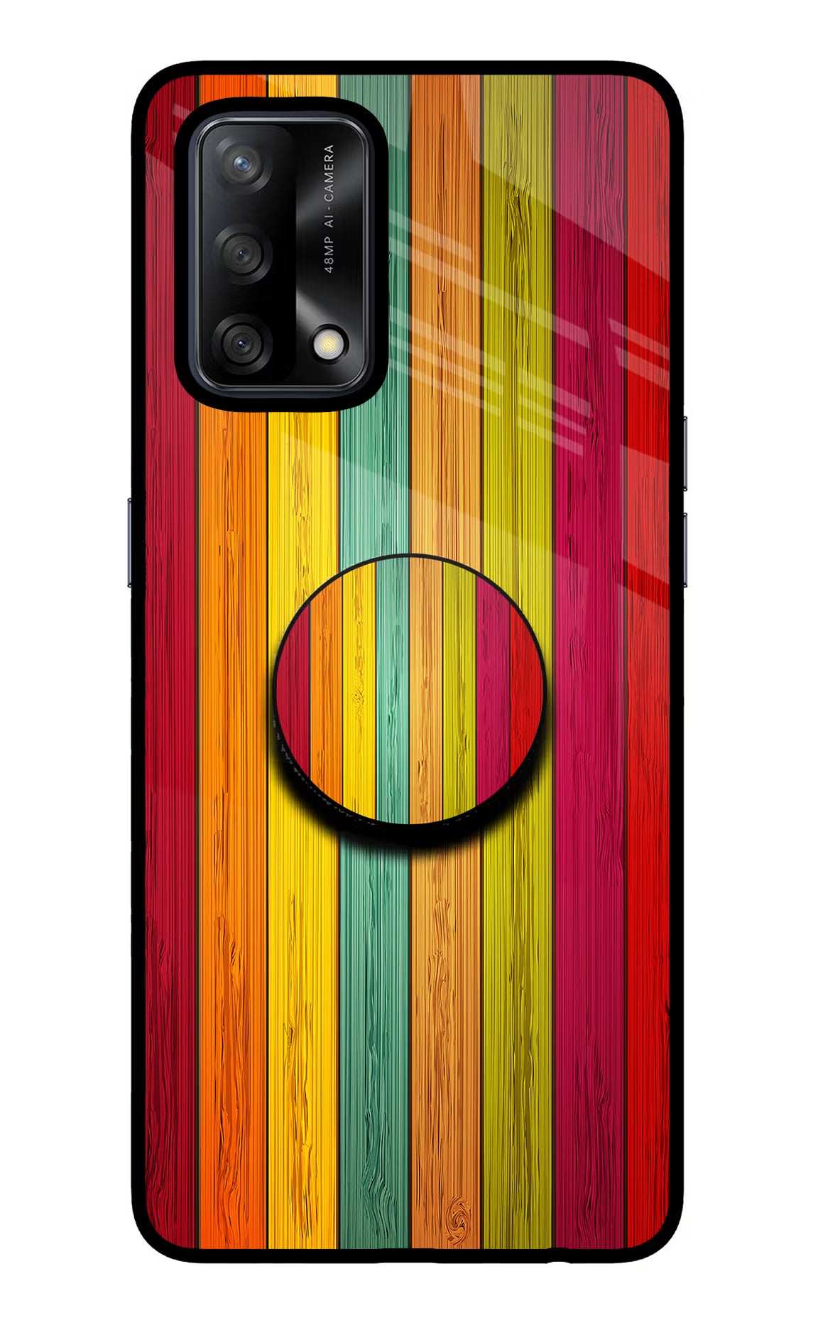 Multicolor Wooden Oppo F19/F19s Pop Case - Multicolor Wooden Oppo F19/F19s Pop Case by Casekaro Multicolor Wooden Oppo F19/F19s Pop Case by Casekaro