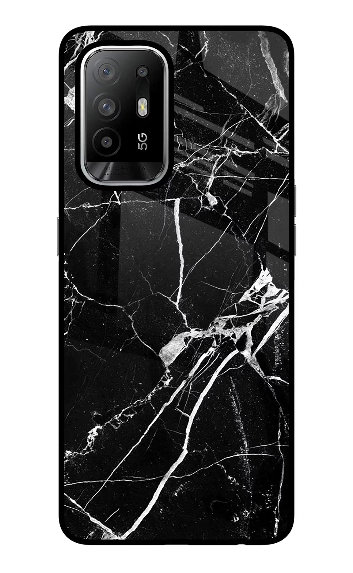 Black Marble Pattern Oppo F19 Pro+ Back Cover - Black Marble Pattern Oppo F19 Pro+ Glass Case Back Cover by Casekaro Black Marble Pattern Oppo F19 Pro+ Glass Case Back Cover by Casekaro