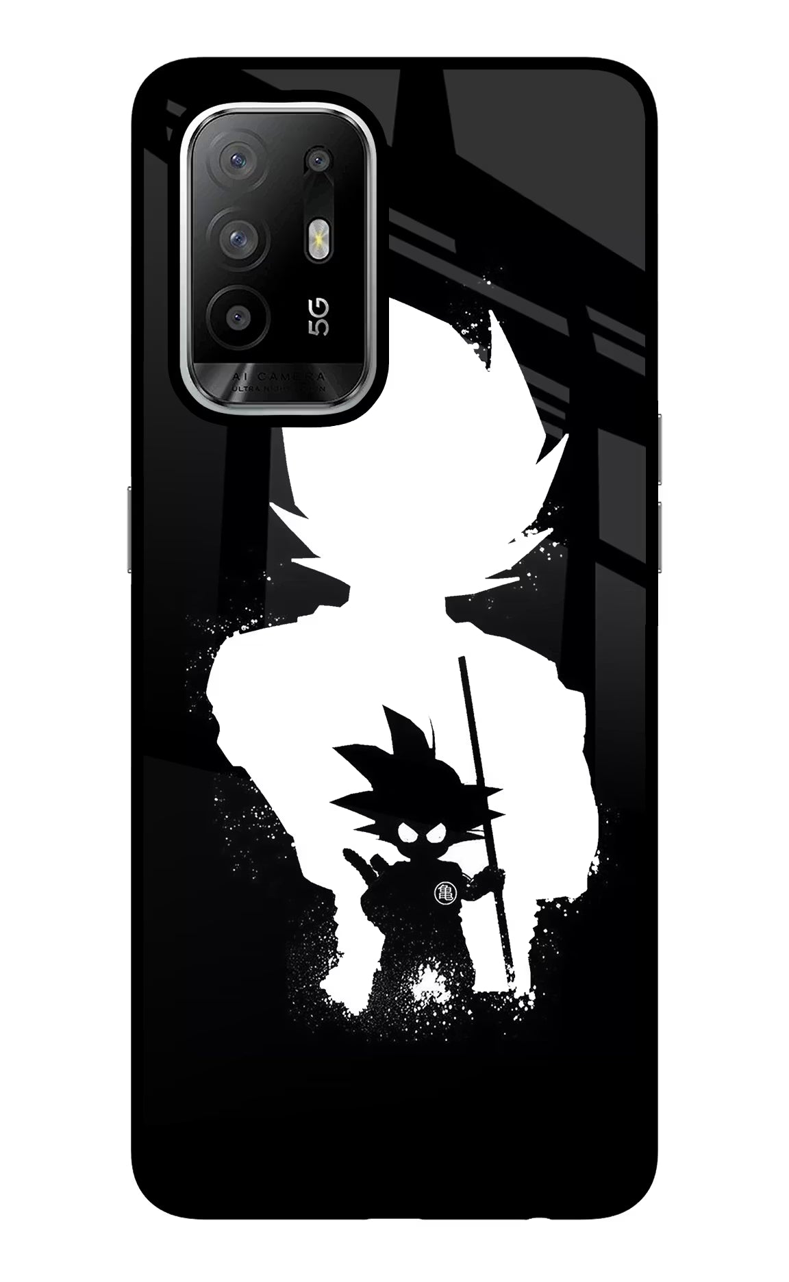 Goku Shadow Oppo F19 Pro+ Back Cover - Goku Shadow Oppo F19 Pro+ Glass Case Back Cover by Casekaro Goku Shadow Oppo F19 Pro+ Glass Case Back Cover by Casekaro