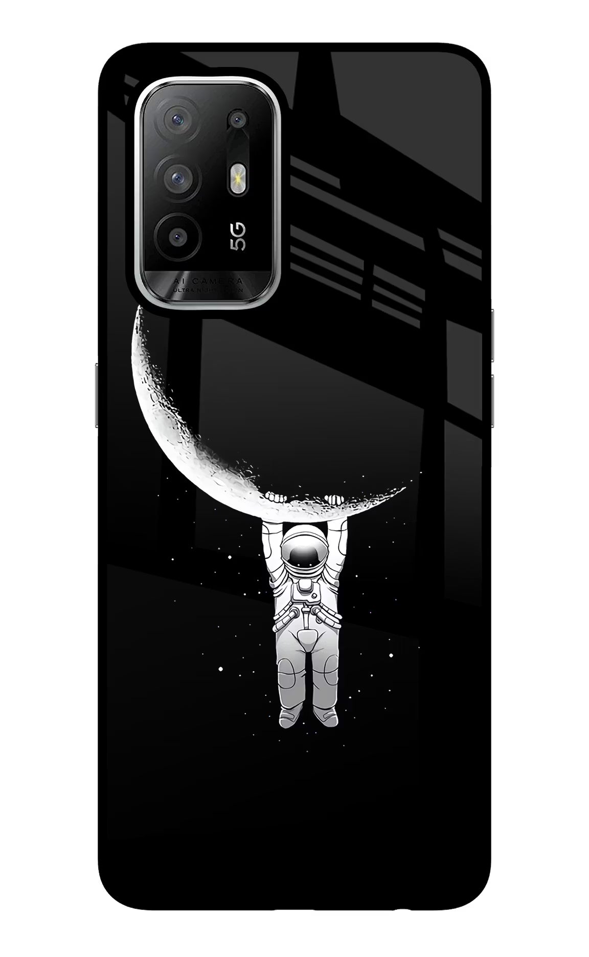 Moon Space Oppo F19 Pro+ Back Cover - Moon Space Oppo F19 Pro+ Glass Case Back Cover by Casekaro Moon Space Oppo F19 Pro+ Glass Case Back Cover by Casekaro
