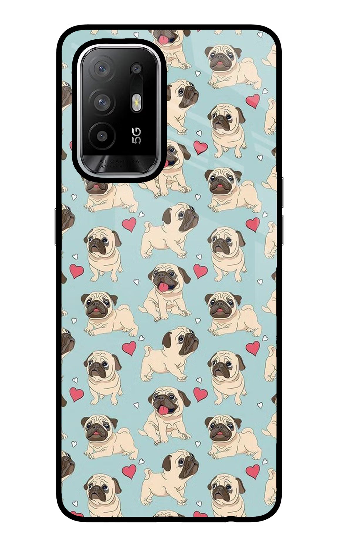 Pug Dog Oppo F19 Pro+ Glass Case - Pug Dog Oppo F19 Pro+ Glass Case Pug Dog Oppo F19 Pro+ Glass Case