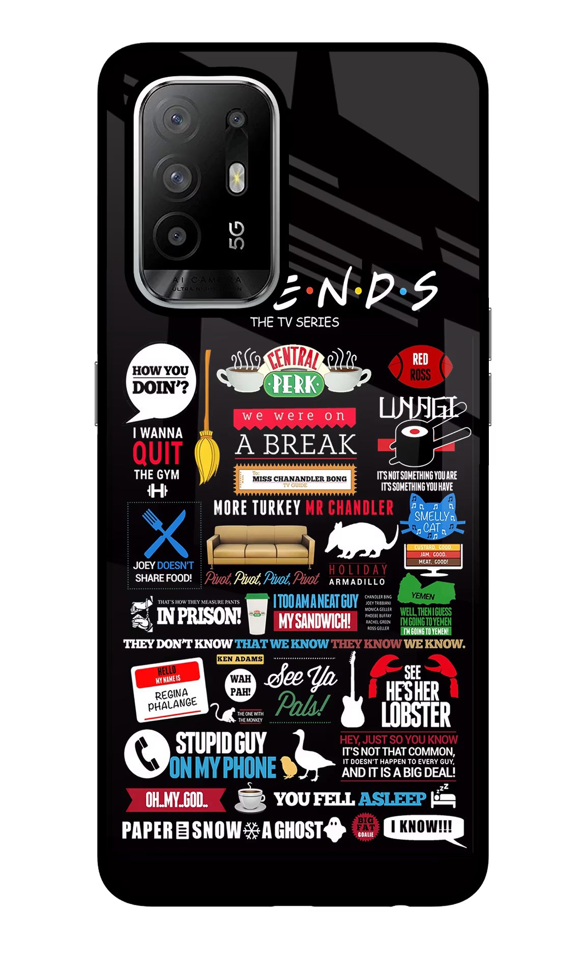 FRIENDS Oppo F19 Pro+ Back Cover - FRIENDS Oppo F19 Pro+ Glass Case Back Cover by Casekaro FRIENDS Oppo F19 Pro+ Glass Case Back Cover by Casekaro