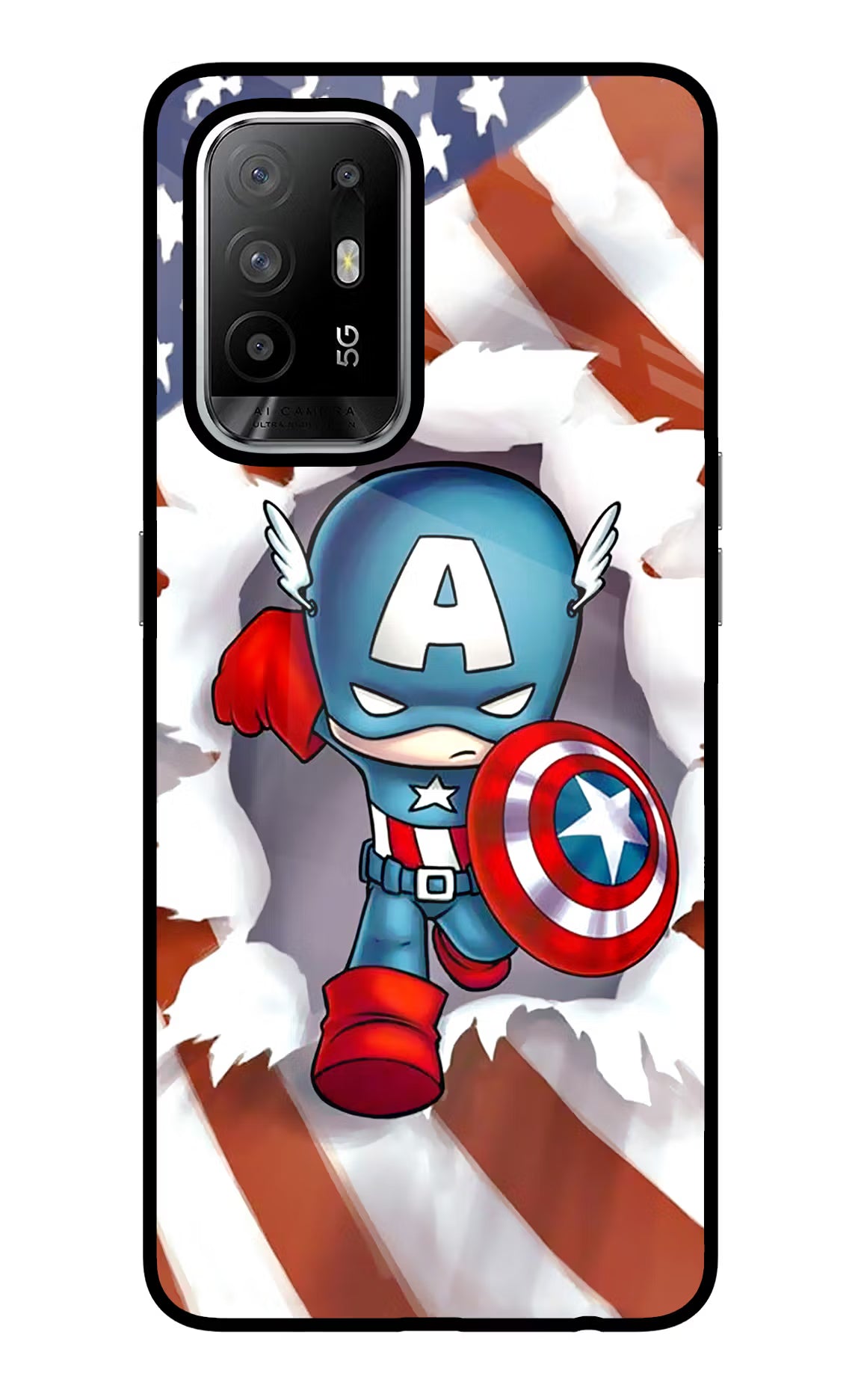 Captain America Oppo F19 Pro+ Glass Case - Captain America Oppo F19 Pro+ Glass Case Captain America Oppo F19 Pro+ Glass Case