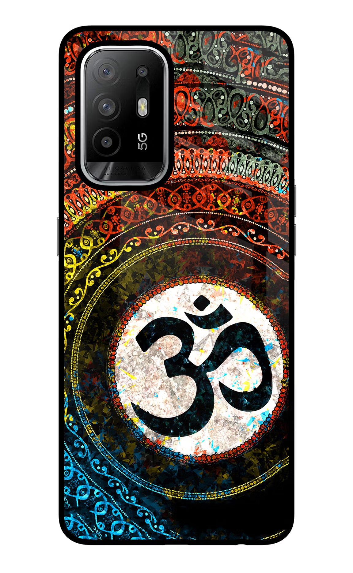 Om Cultural Oppo F19 Pro+ Back Cover - Om Cultural Oppo F19 Pro+ Glass Case Back Cover by Casekaro Om Cultural Oppo F19 Pro+ Glass Case Back Cover by Casekaro