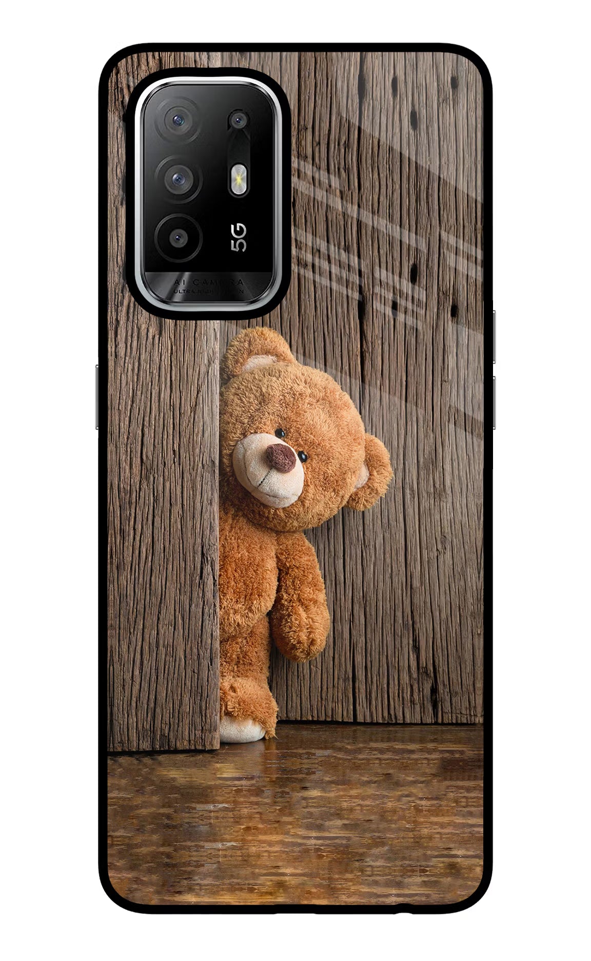 Teddy Wooden Oppo F19 Pro+ Glass Case - Teddy Wooden Oppo F19 Pro+ Glass Case Teddy Wooden Oppo F19 Pro+ Glass Case