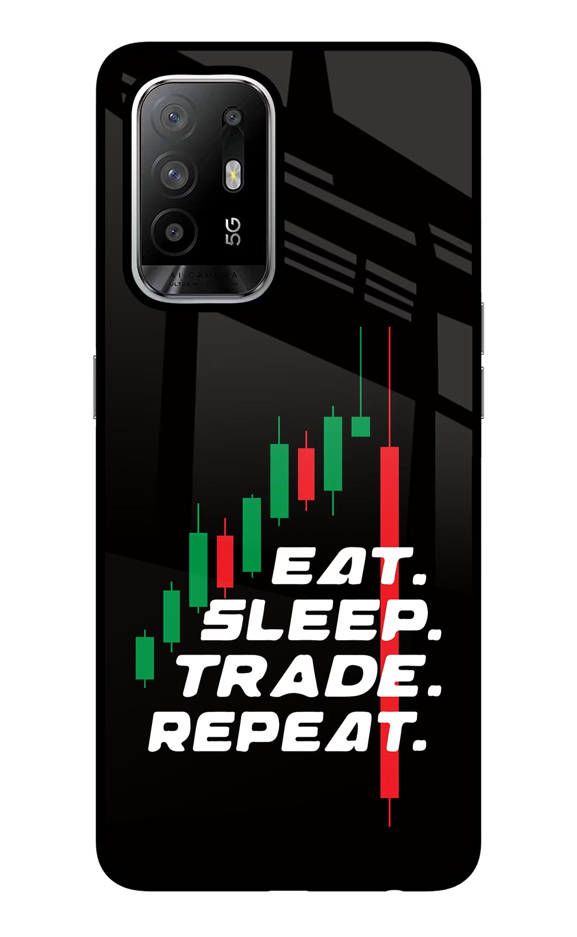 Eat Sleep Trade Repeat Oppo F19 Pro+ Back Cover - Eat Sleep Trade Repeat Oppo F19 Pro+ Glass Case Back Cover by Casekaro Eat Sleep Trade Repeat Oppo F19 Pro+ Glass Case Back Cover by Casekaro